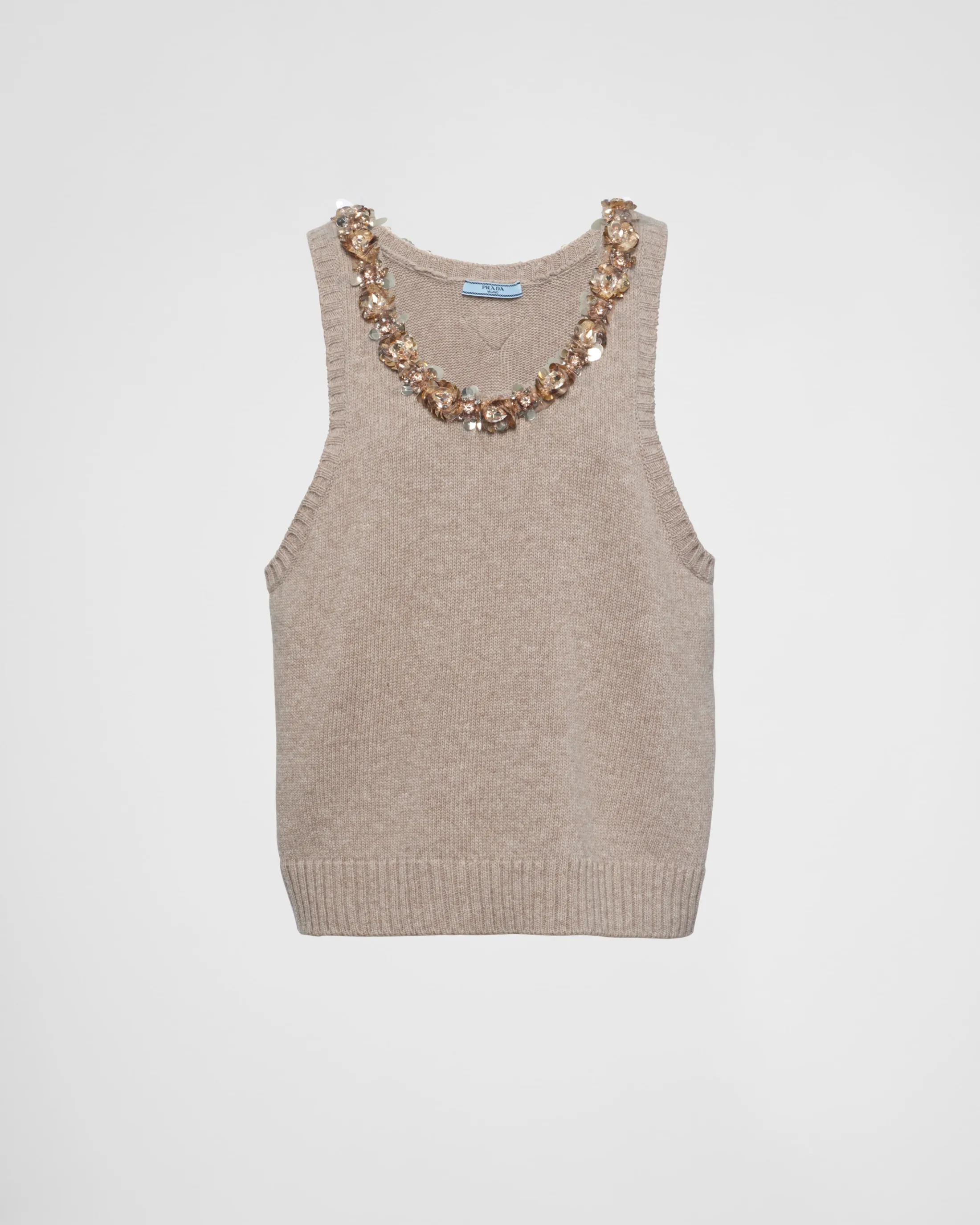 Prada Sleeveless wool and cashmere top Cord Cheap