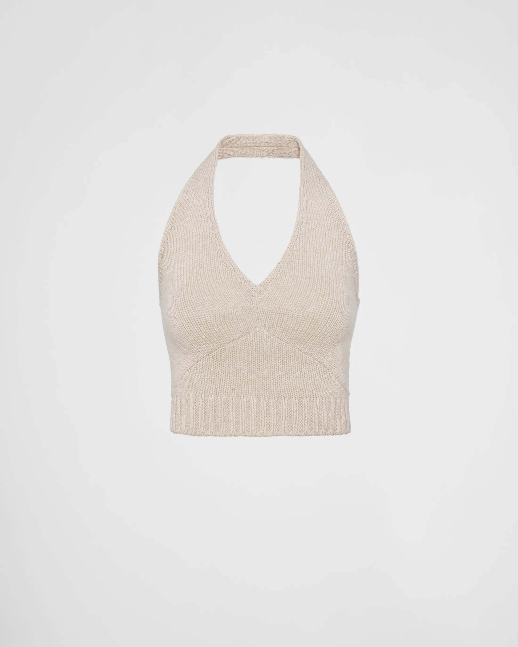 Prada Sleeveless wool and cashmere top Desertbeige Discount