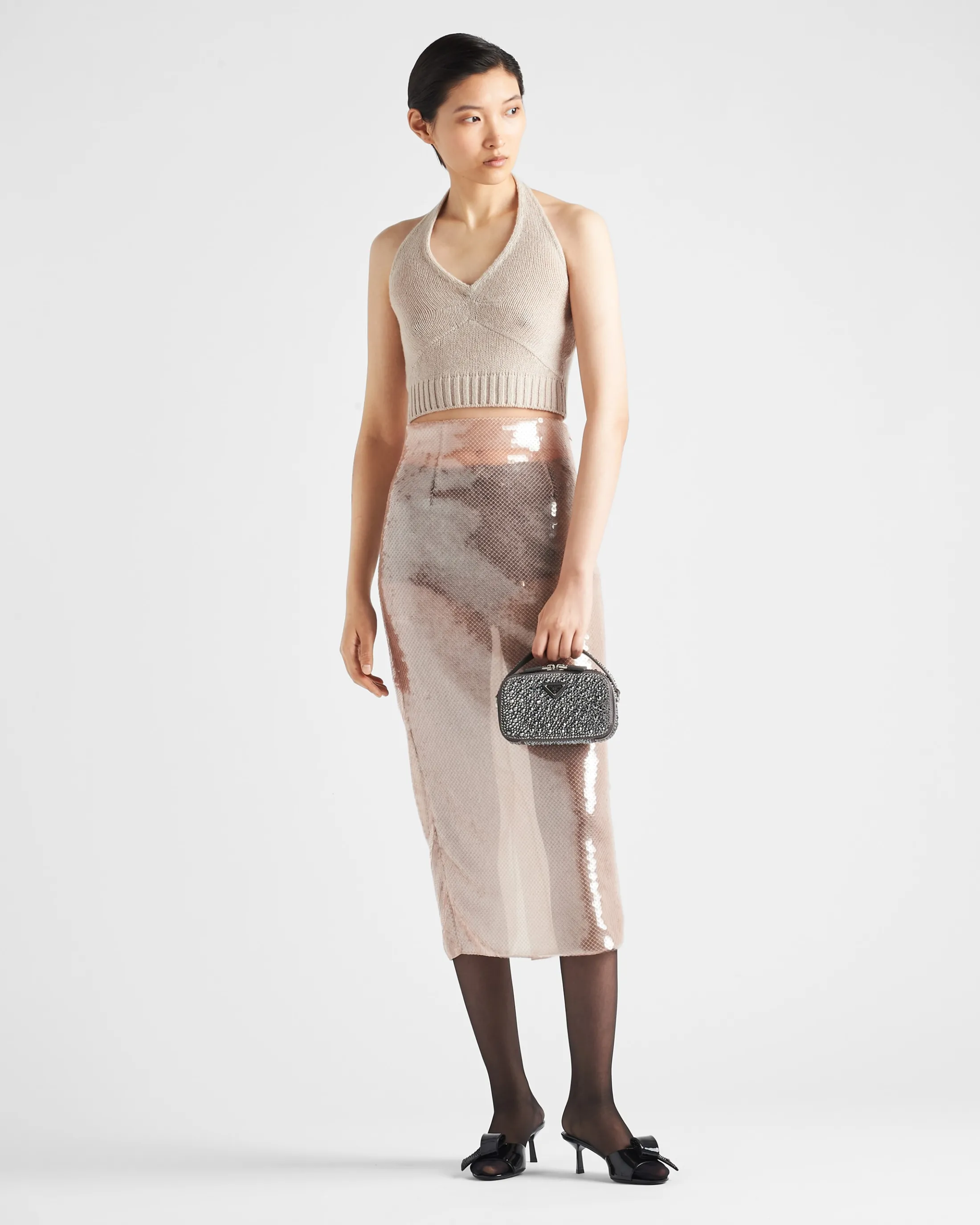 Prada Sleeveless wool and cashmere top Desertbeige Discount