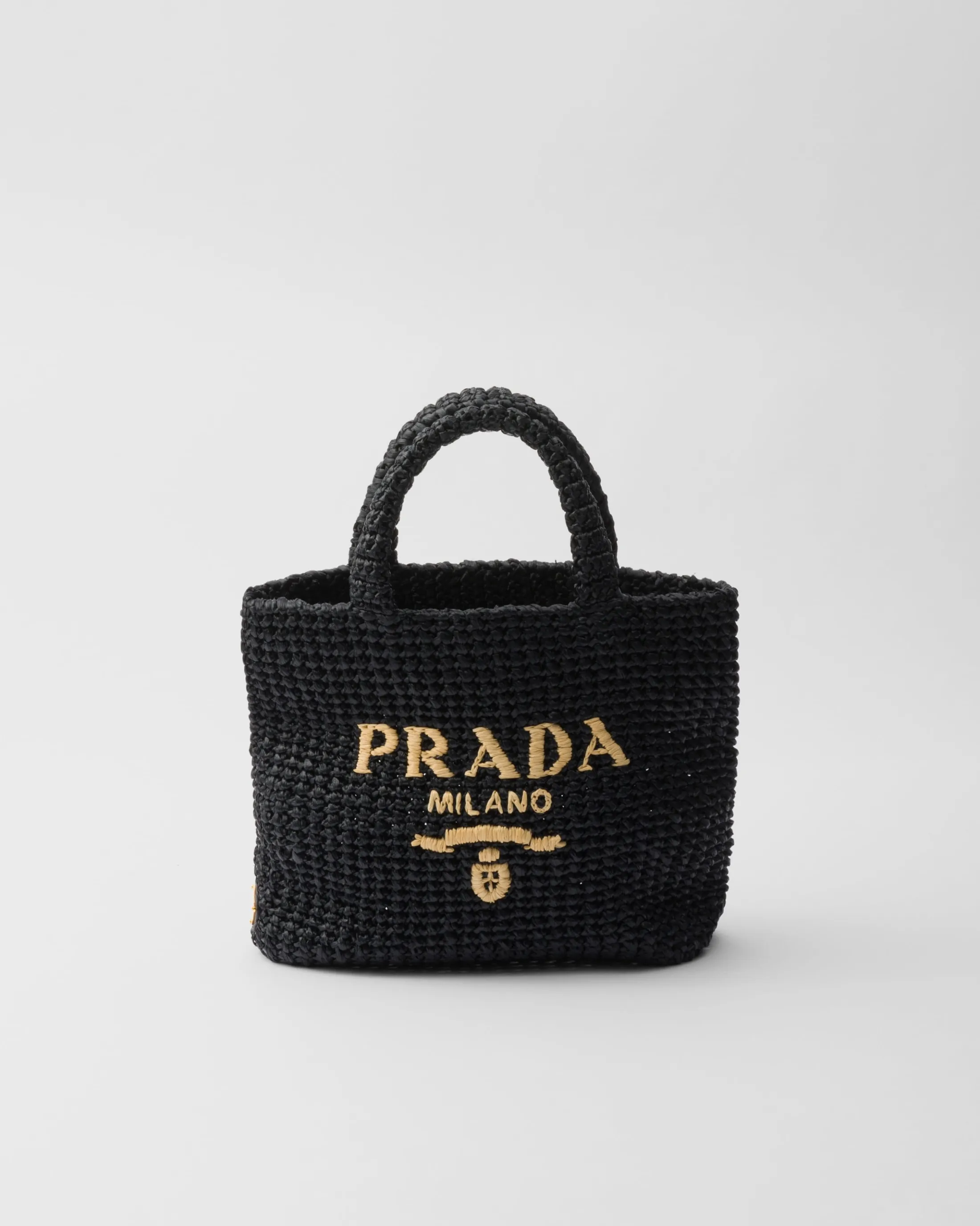 Prada Small crochet tote bag Black Outlet