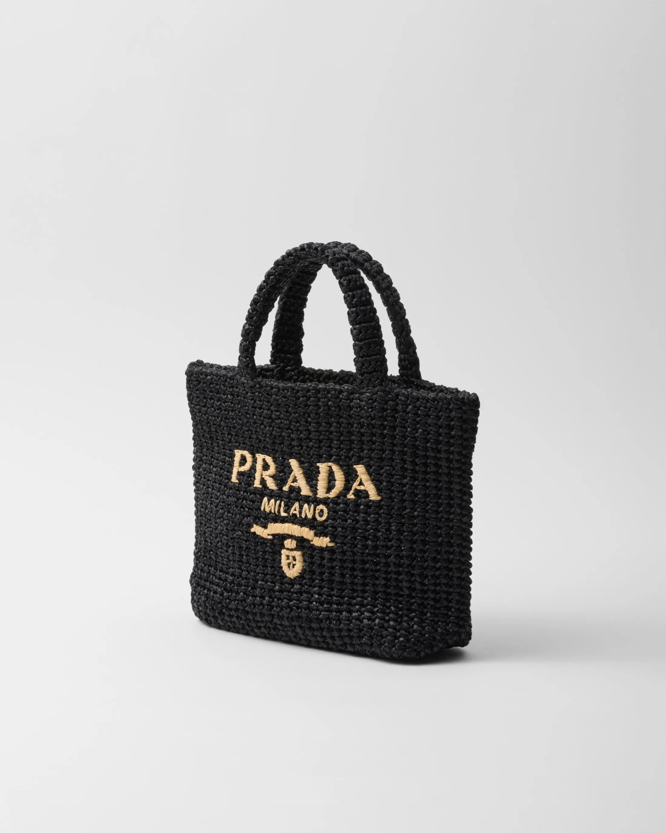 Prada Small crochet tote bag Black Outlet