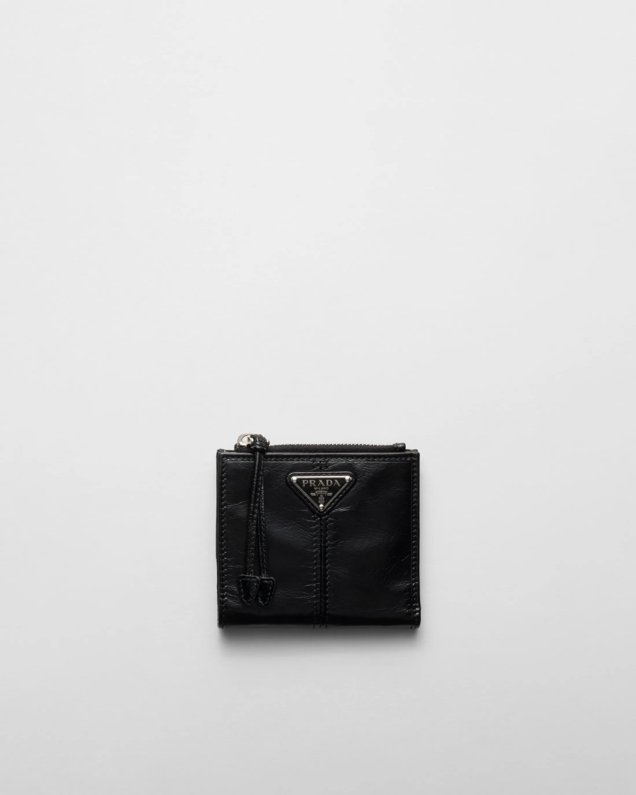 Prada Small leather wallet Black Outlet