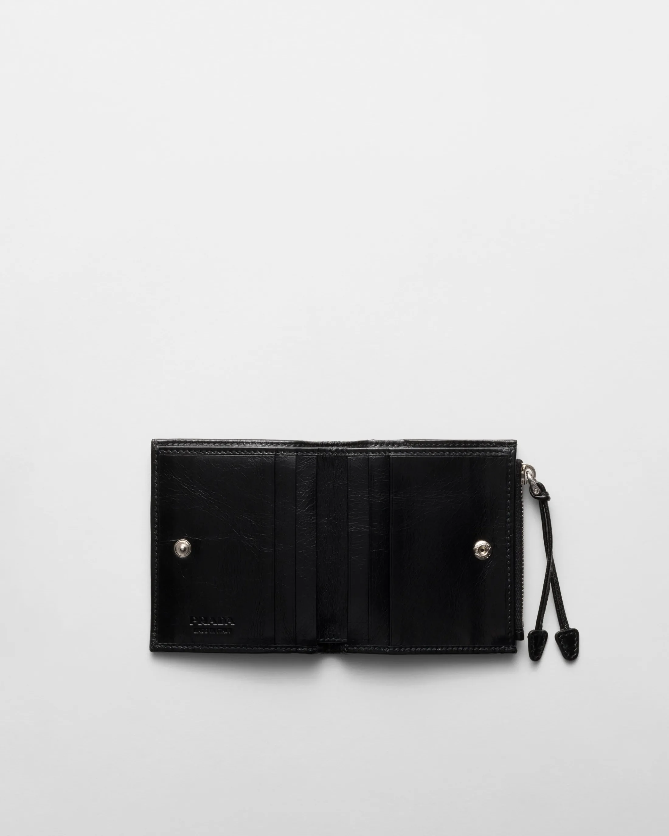 Prada Small leather wallet Black Outlet