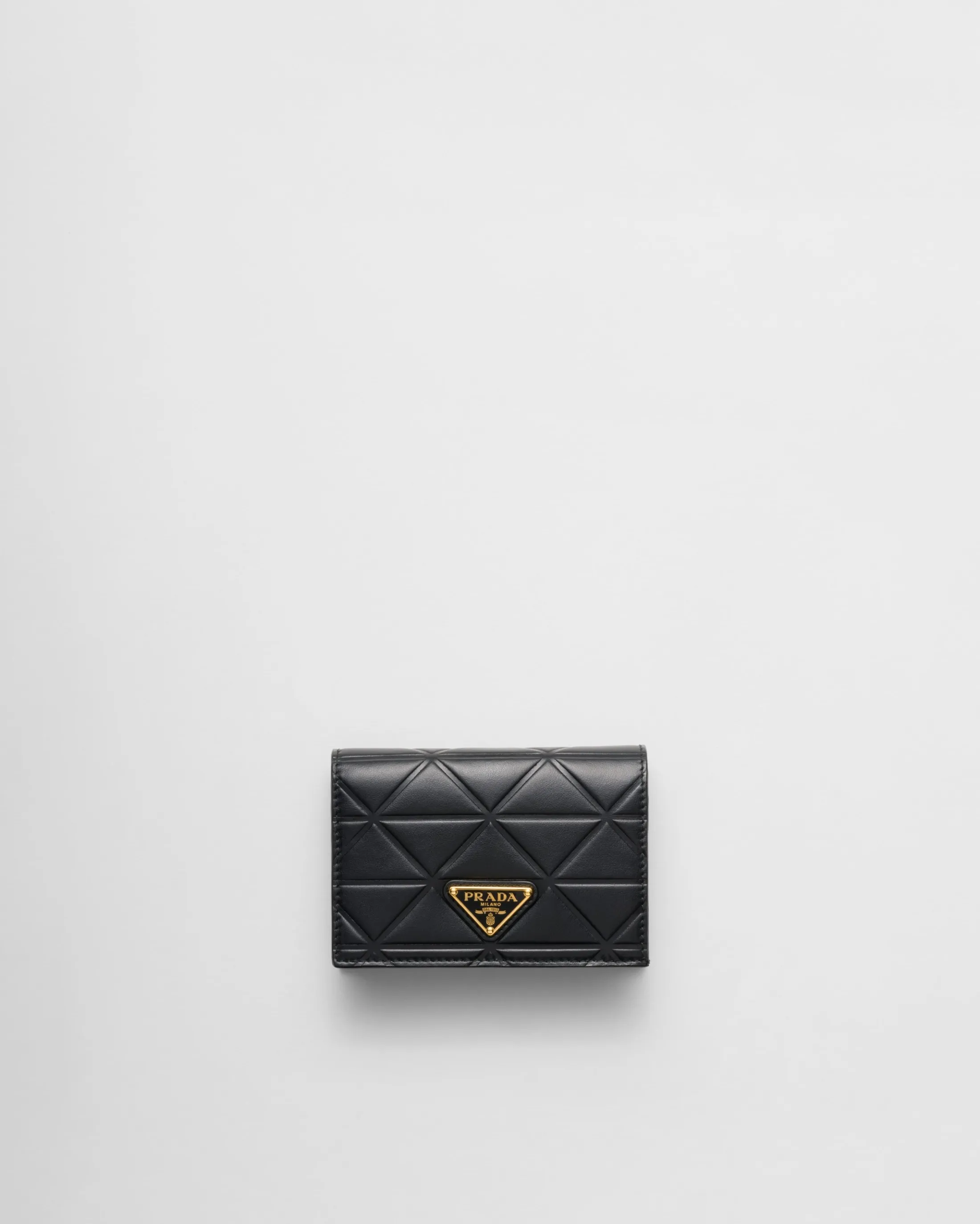 Prada Small leather wallet with triangle motif Black Flash Sale