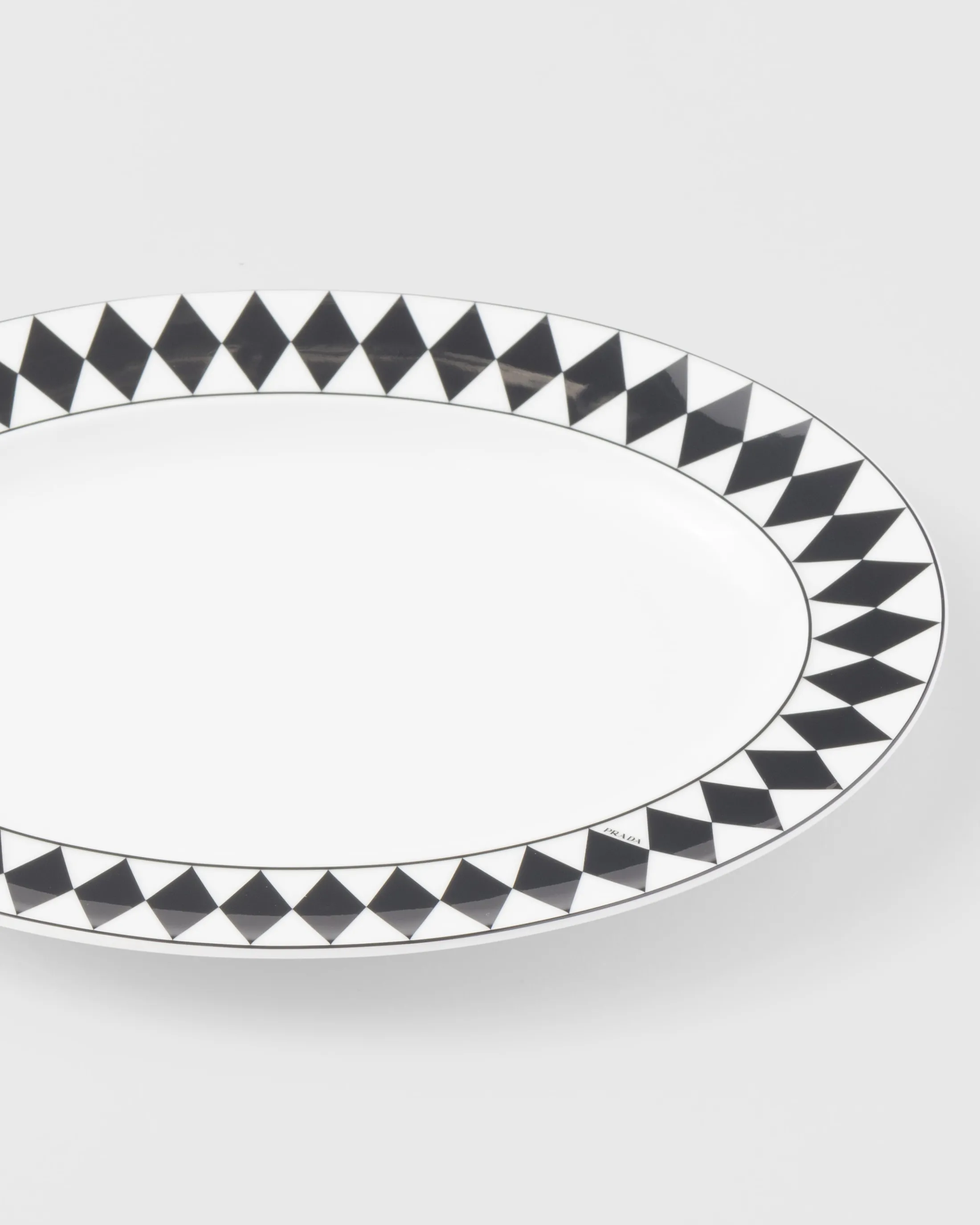 Prada Small porcelain serving plate - Checkerboard White/black Clearance