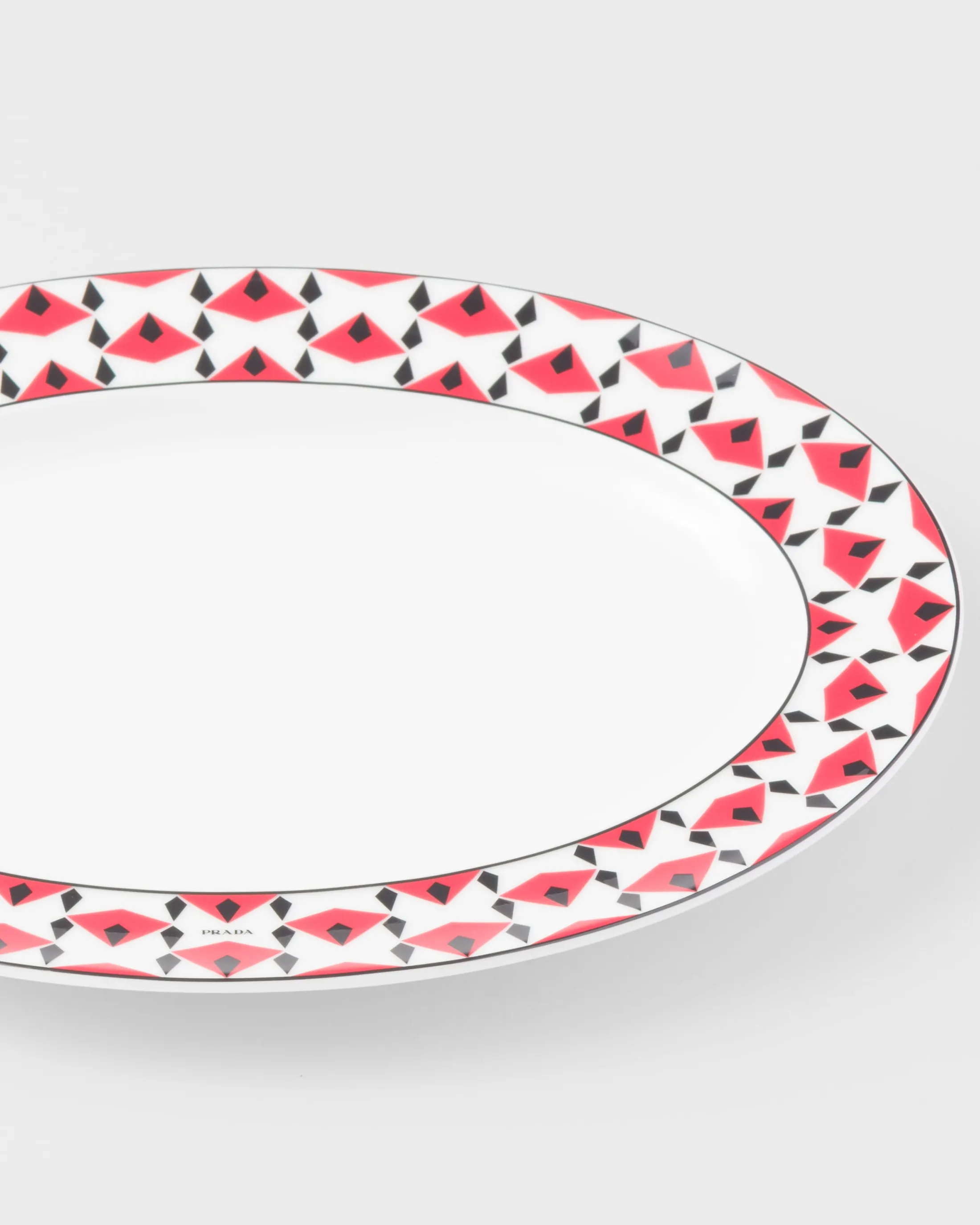 Prada Small porcelain serving plate - Vienna Red Black/red Hot