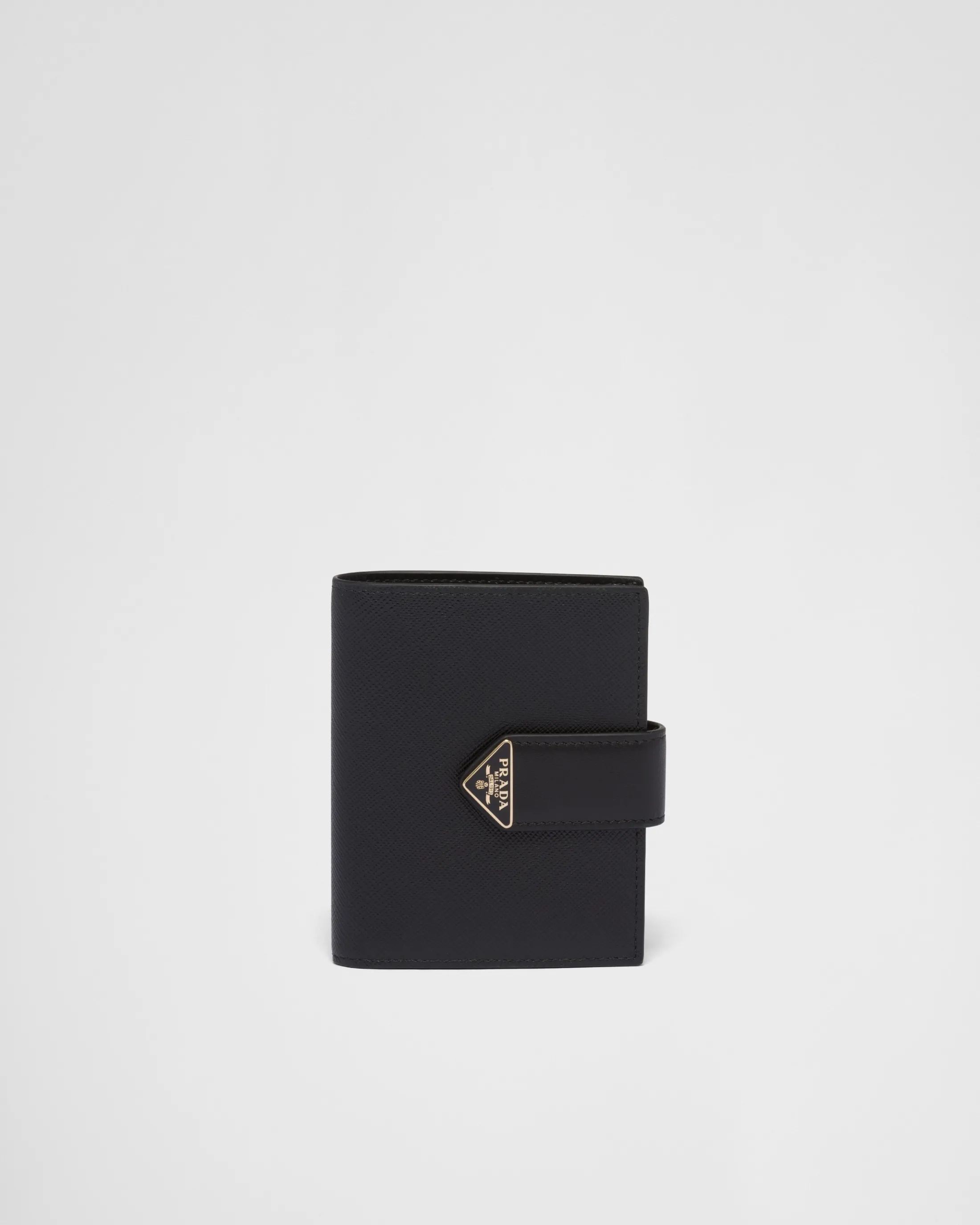 Prada Small Saffiano and smooth leather wallet Black Outlet