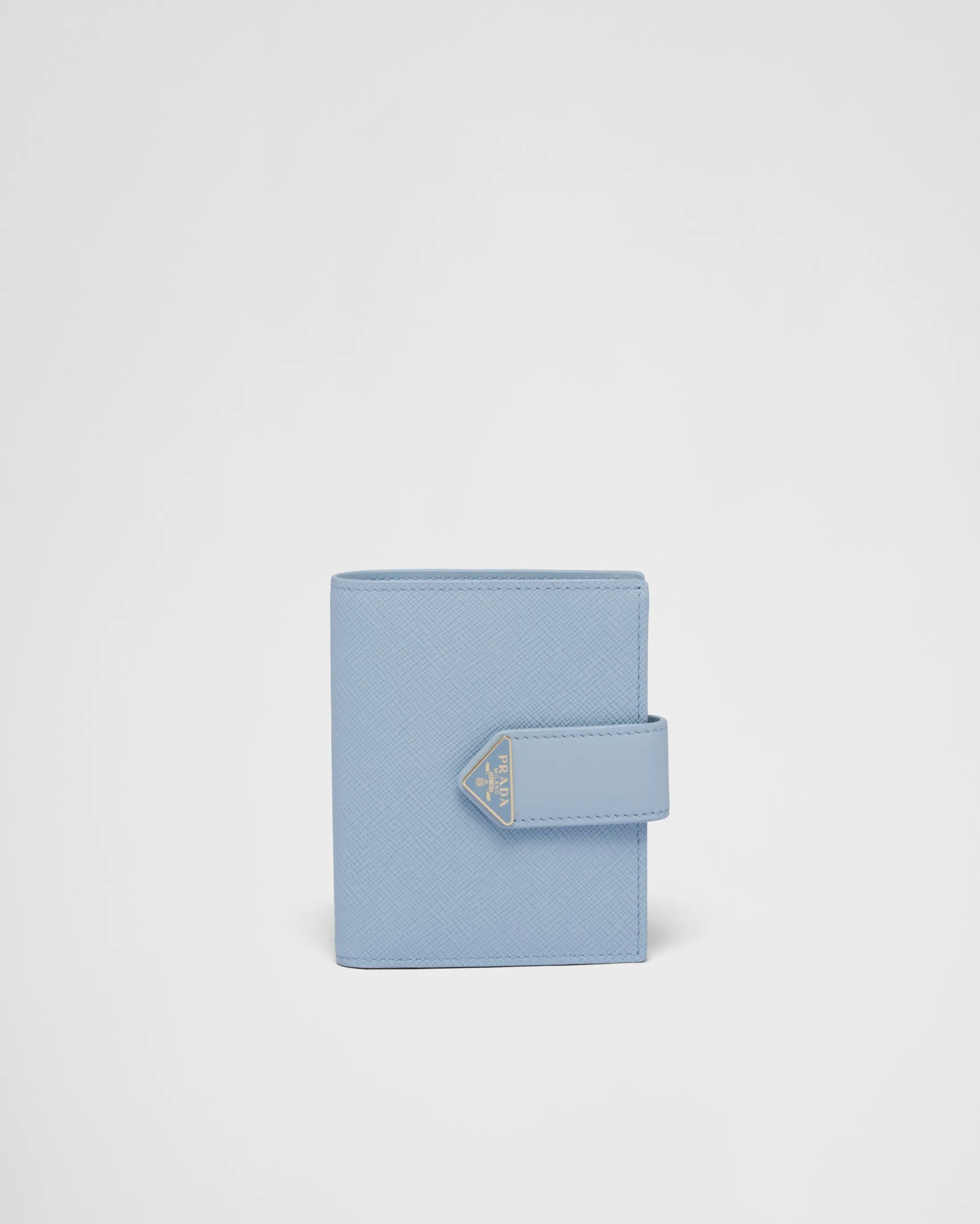 Prada Small Saffiano and smooth leather wallet Lightblue Outlet