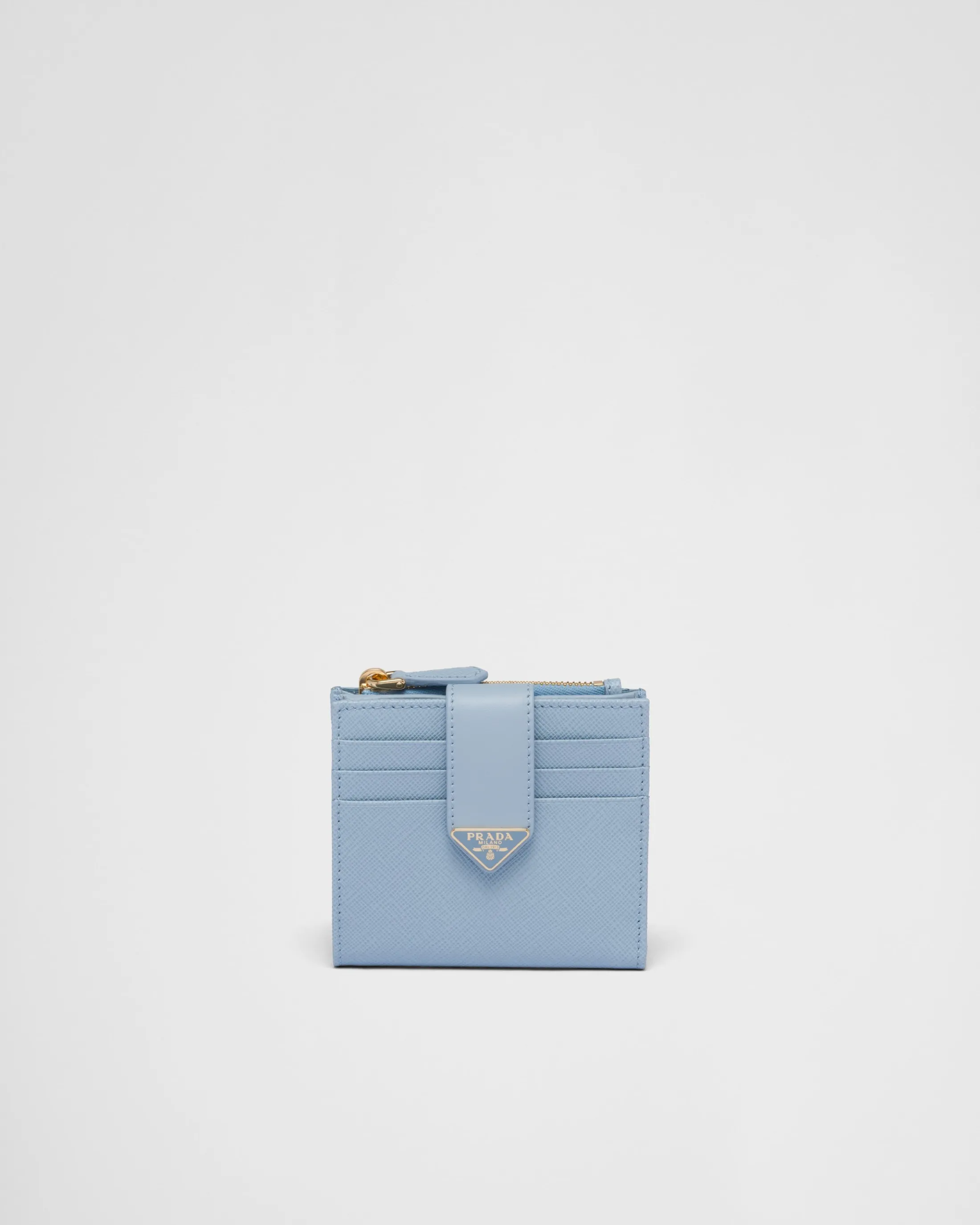 Prada Small Saffiano and smooth leather wallet Lightblue Best