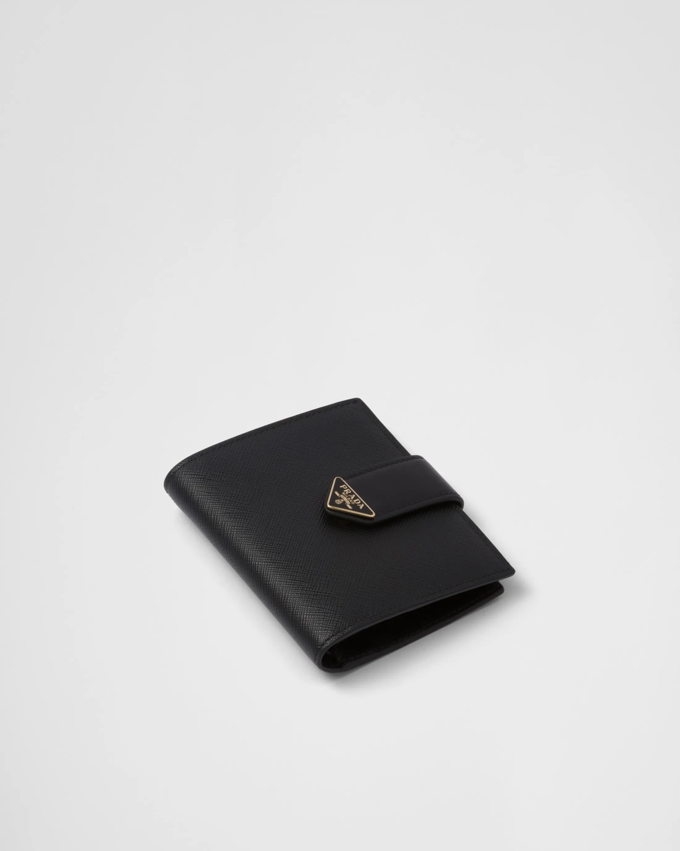 Prada Small Saffiano and smooth leather wallet Black Outlet