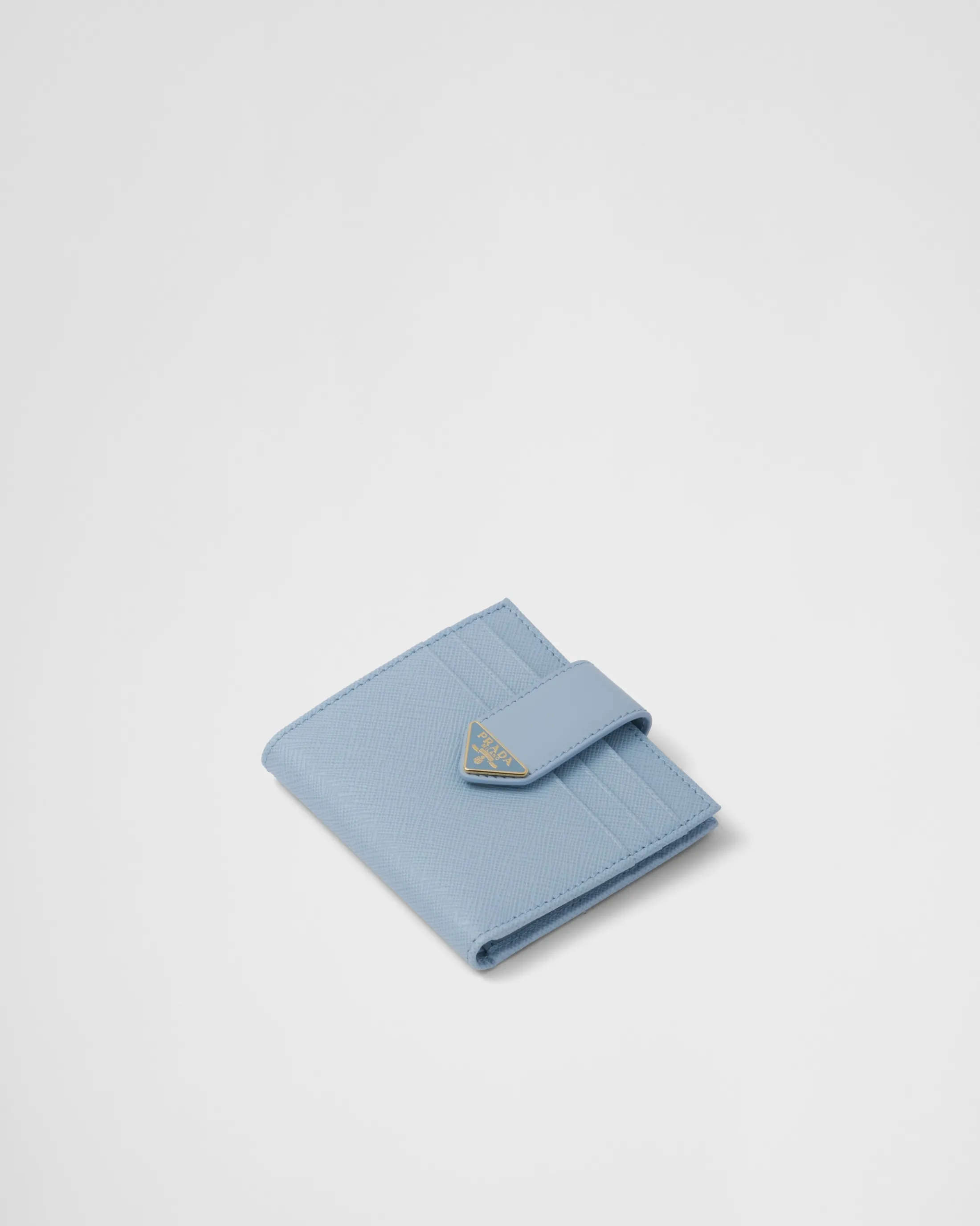 Prada Small Saffiano and smooth leather wallet Lightblue Best