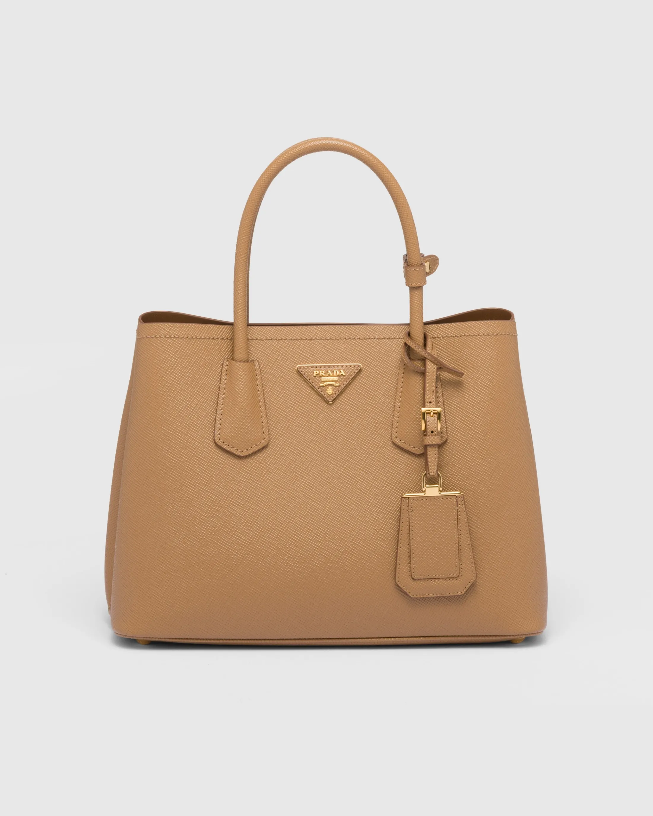 Prada Small Saffiano Leather Double Bag Caramel Discount