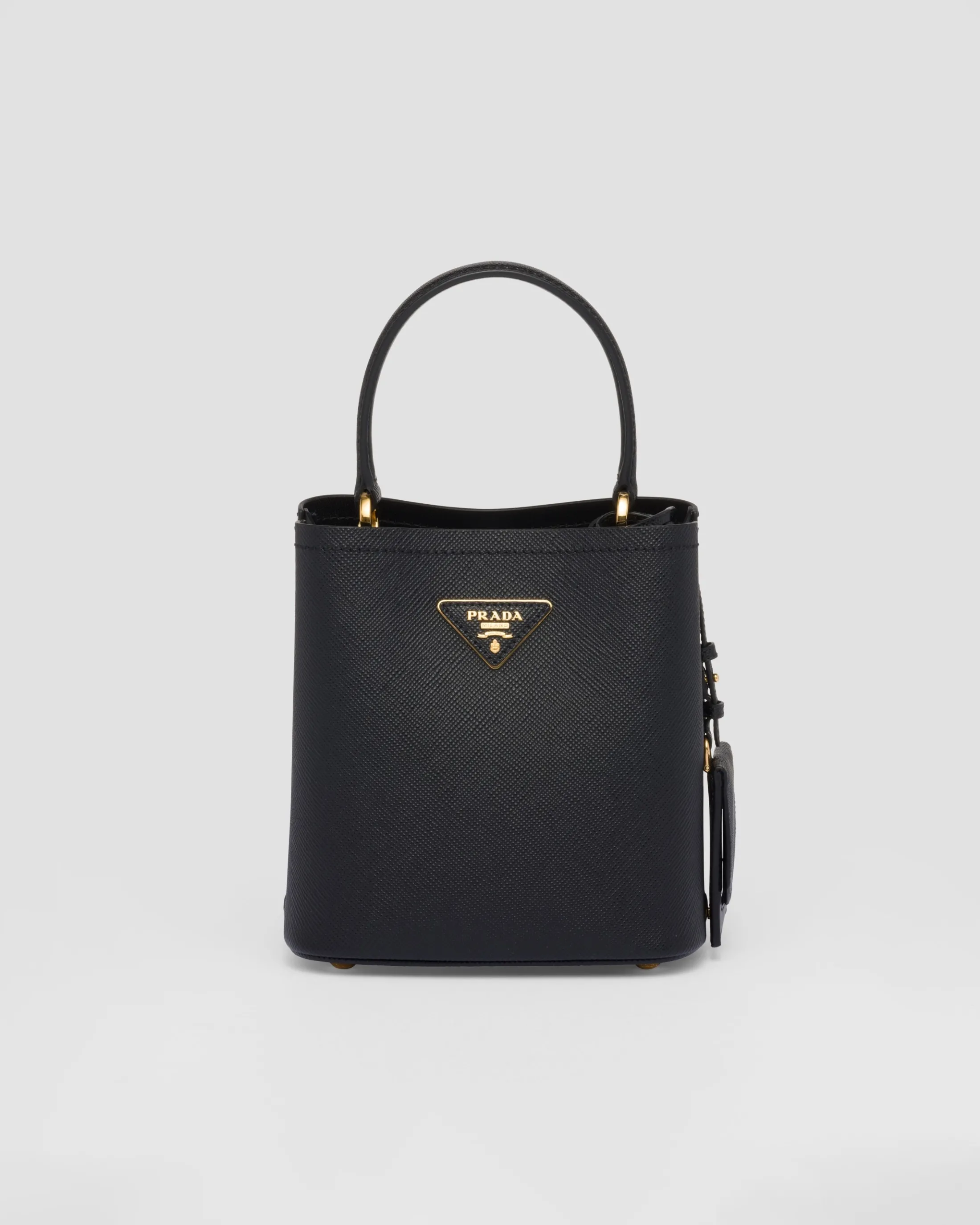 Prada Small Saffiano Leather Panier Bag Black Clearance