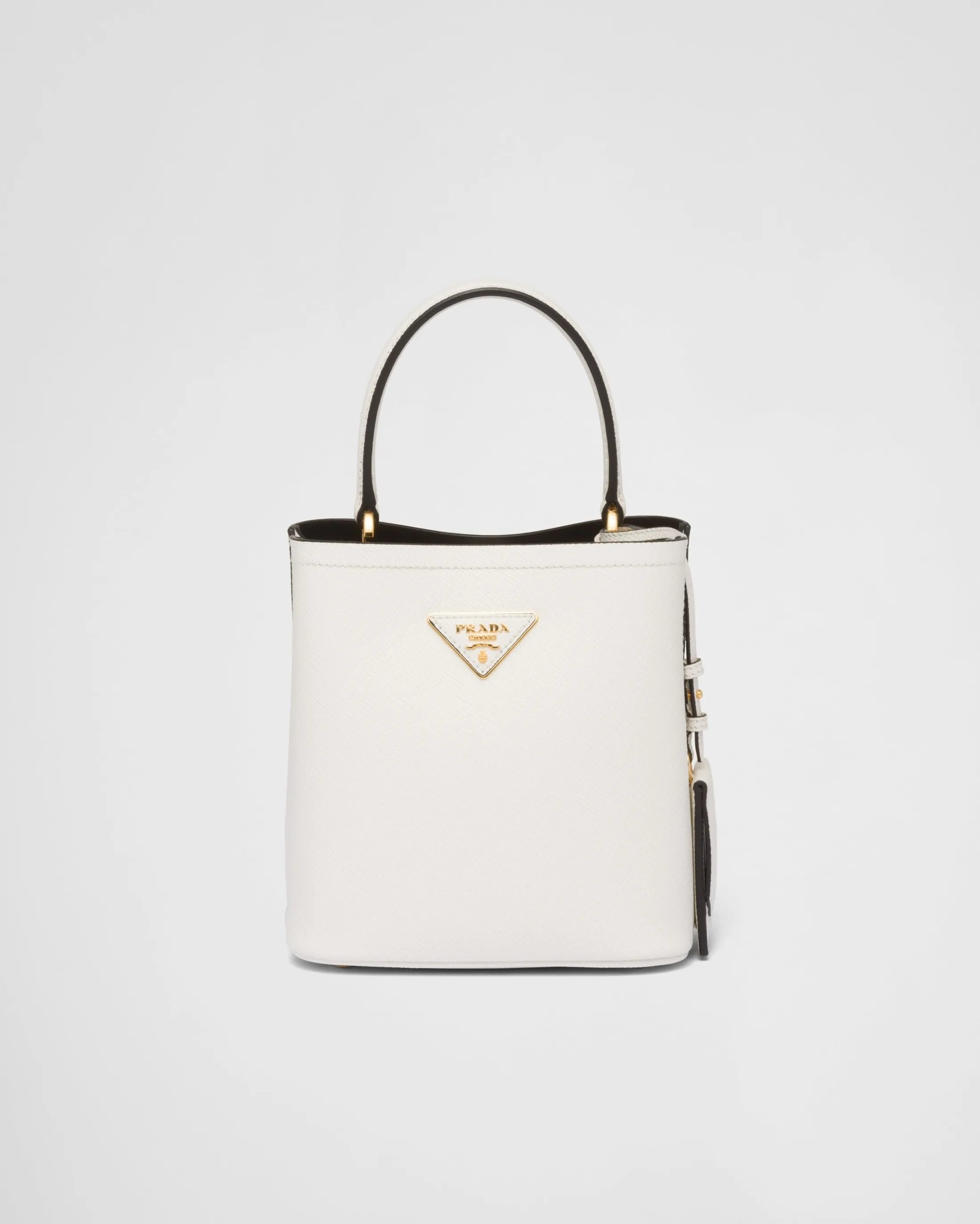 Prada Small Saffiano Leather Panier Bag White/black Best