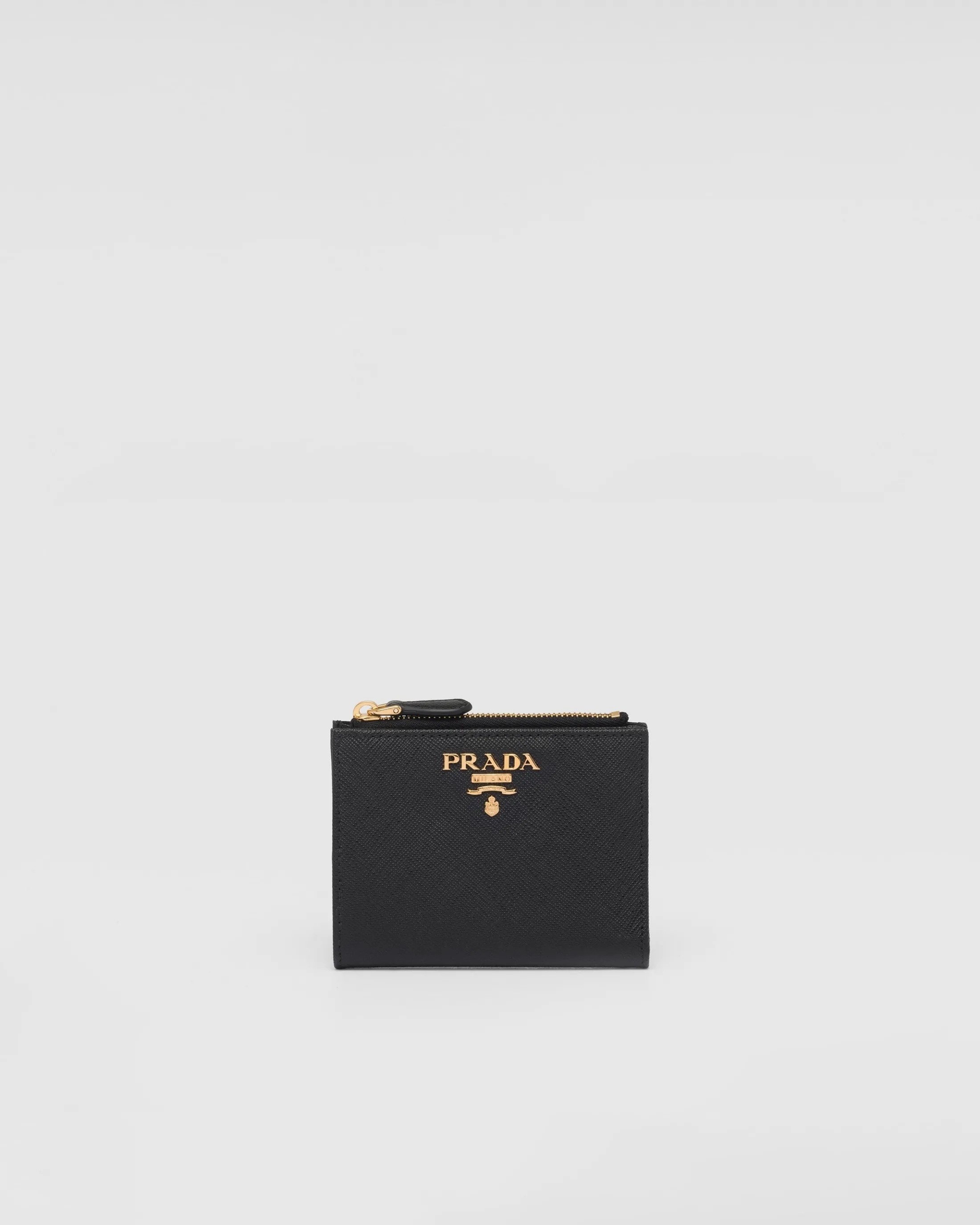 Prada Small Saffiano leather wallet Black/hibiscus Best Sale