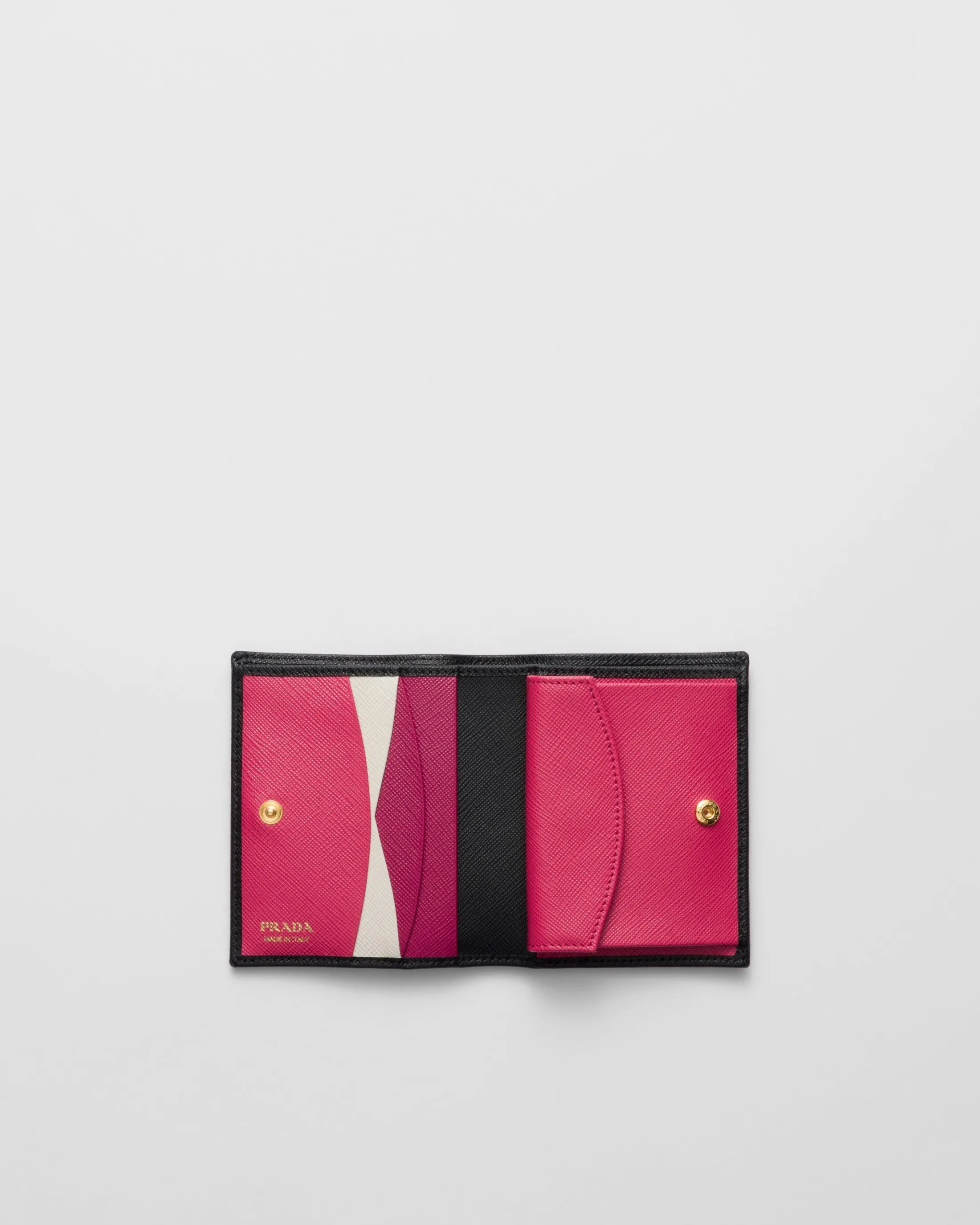 Prada Small Saffiano Leather Wallet Black/hibiscus Shop