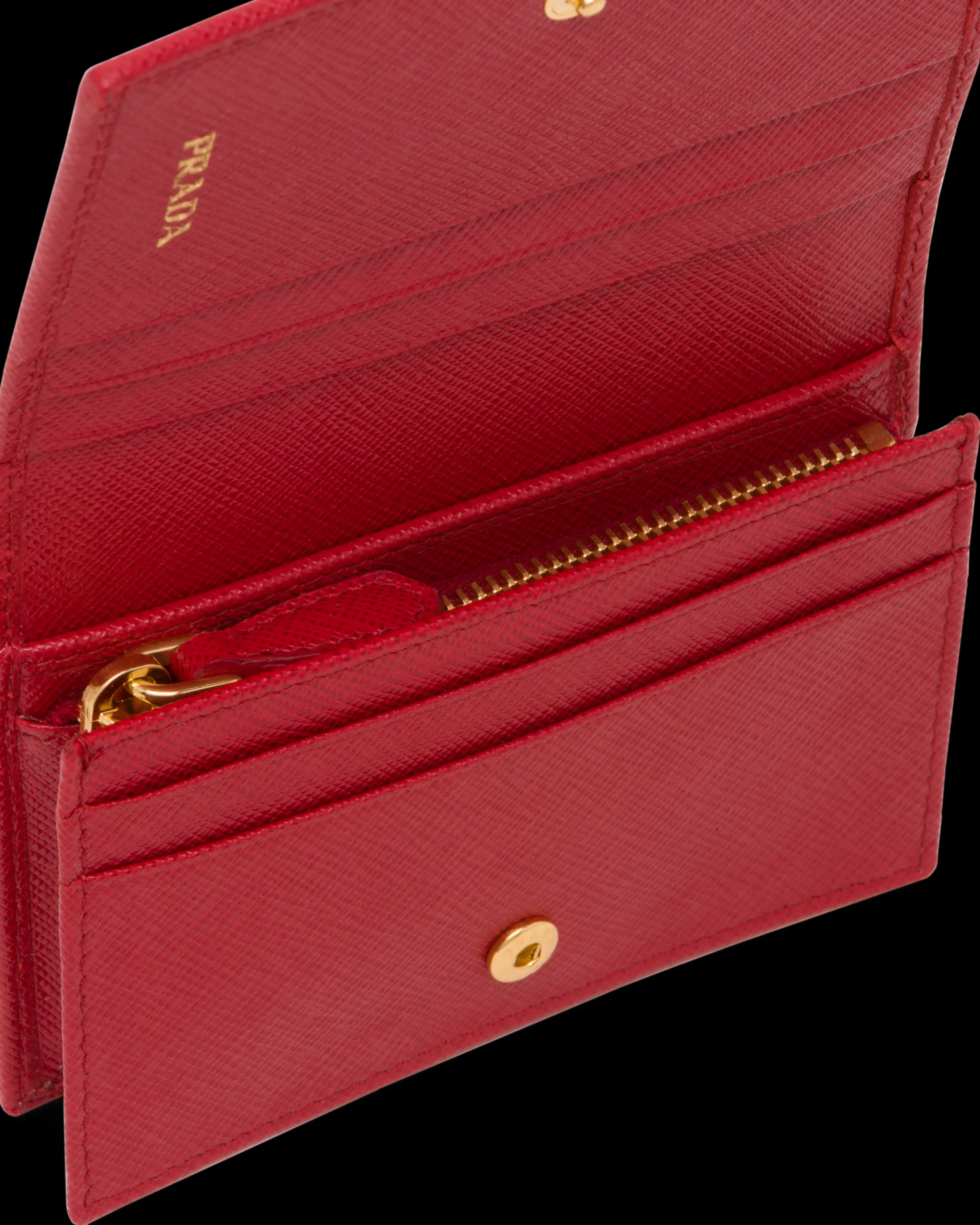 Prada Small Saffiano Leather Wallet Fieryred New