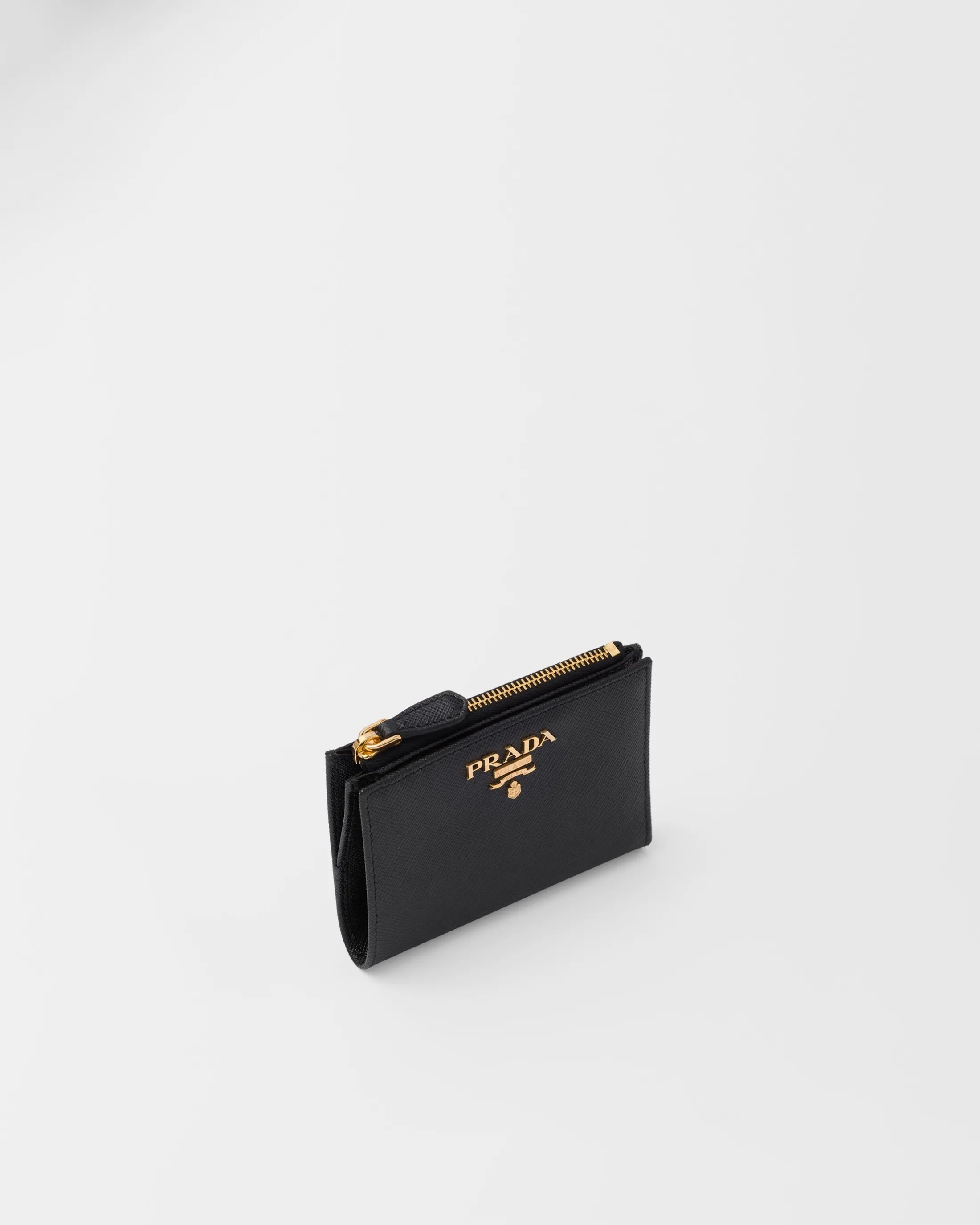 Prada Small Saffiano leather wallet Black/hibiscus Best Sale