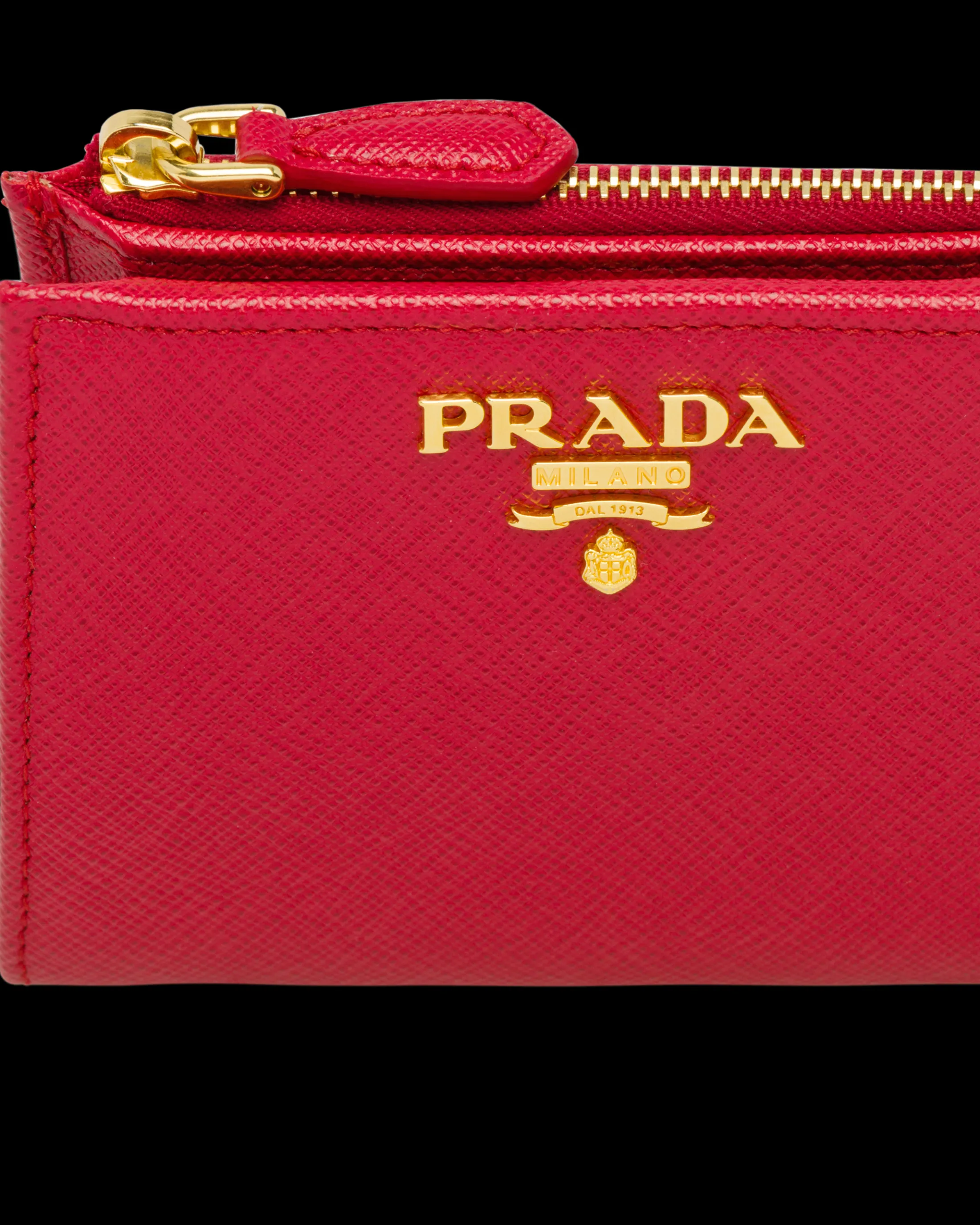 Prada Small Saffiano Leather Wallet Fieryred Hot