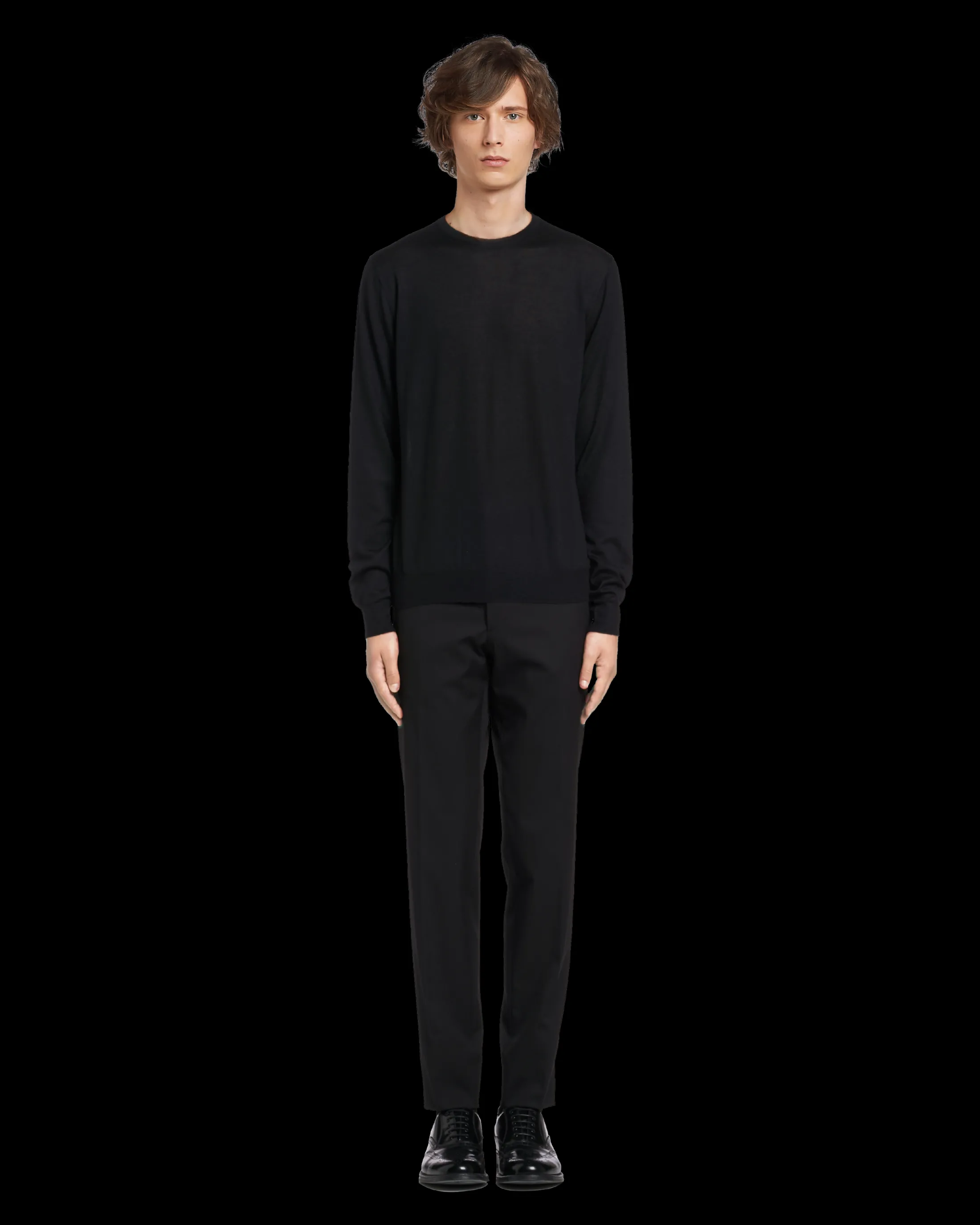 Prada Soft Cashmere Crew-Neck Sweater Black Best Sale