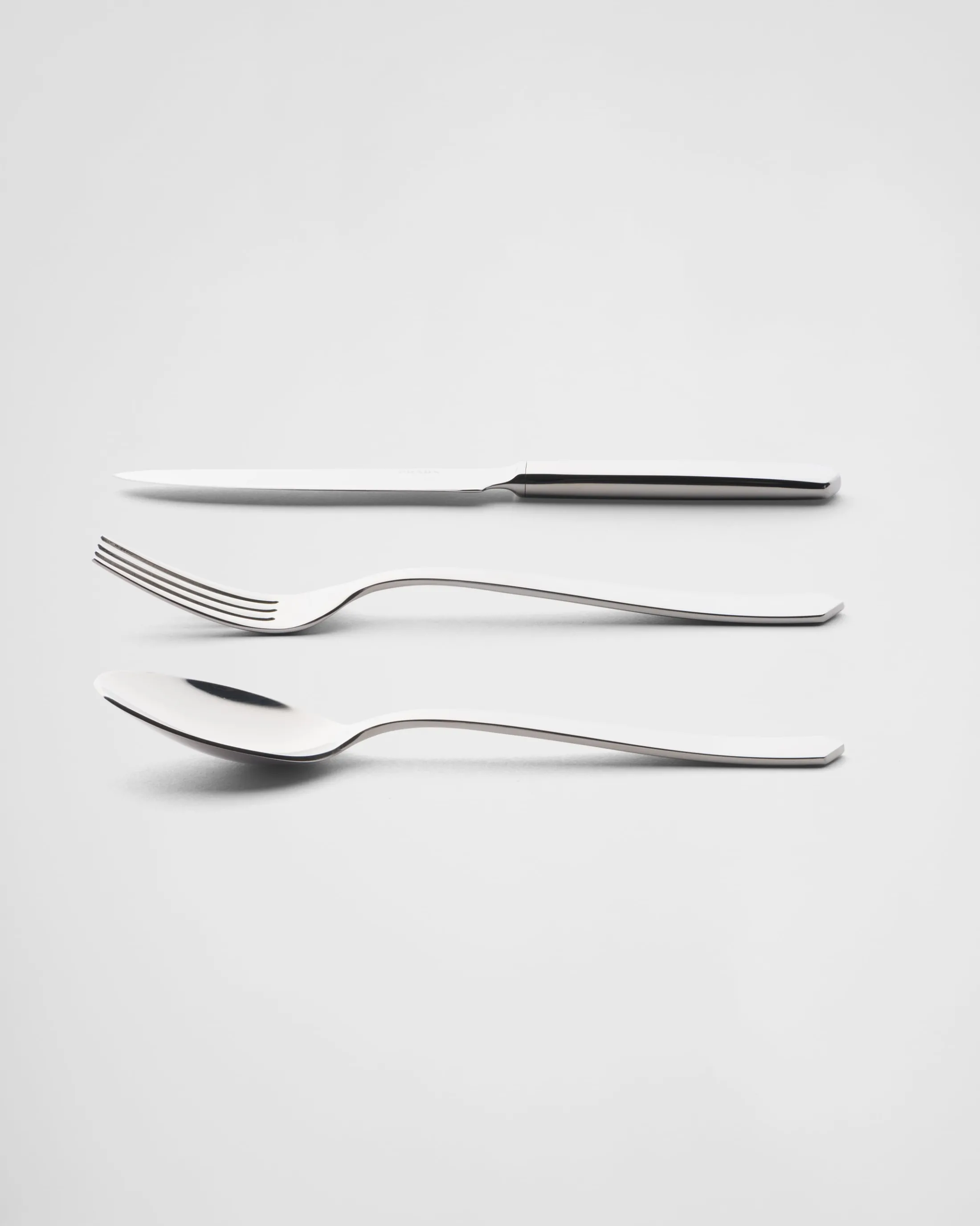 Prada Stainless steel dessert flatware set Steelgray Flash Sale