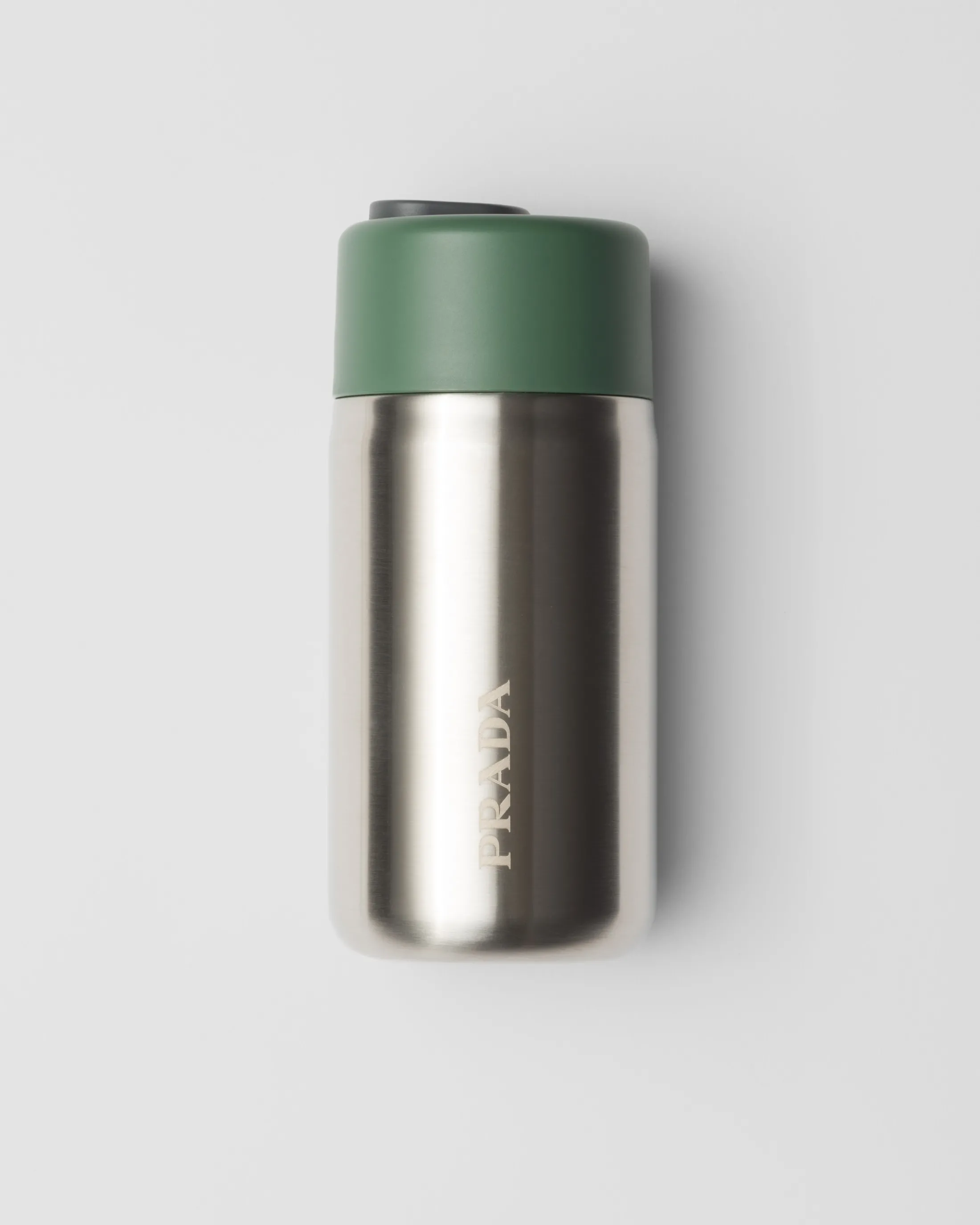 Prada Stainless steel travel mug, 340ml Silver/spruce Hot