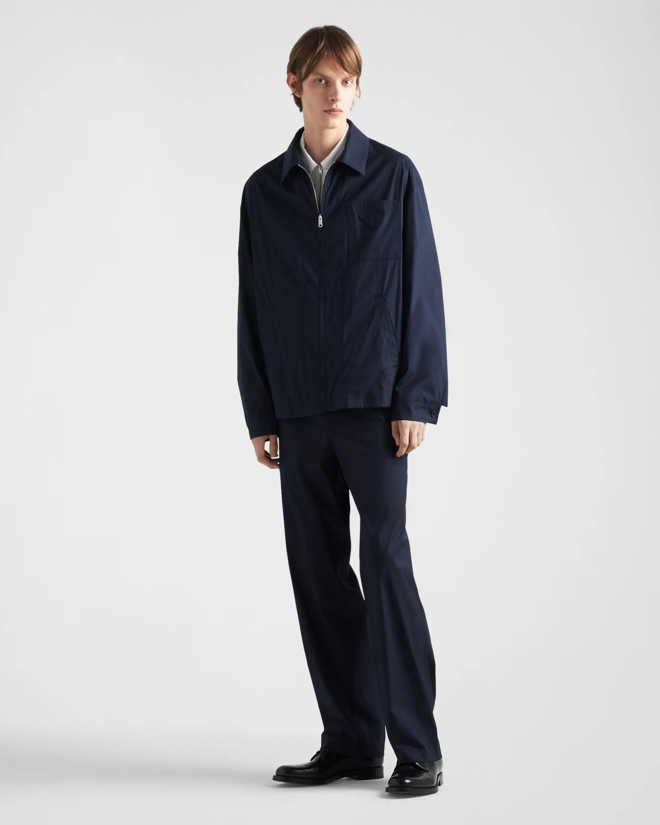 Prada Stretch cotton blouson jacket Blue Shop