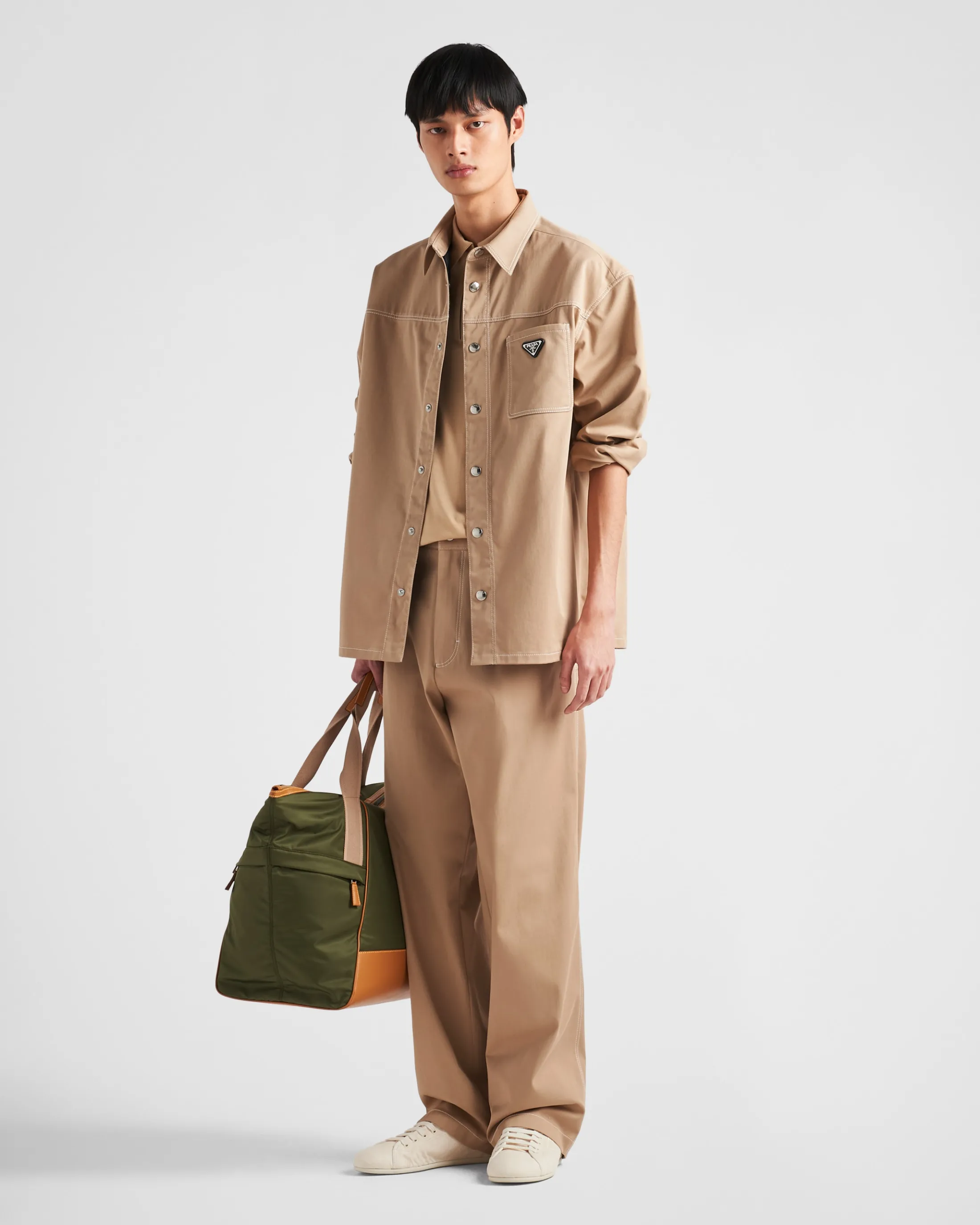 Prada Stretch cotton pants Khaki Flash Sale