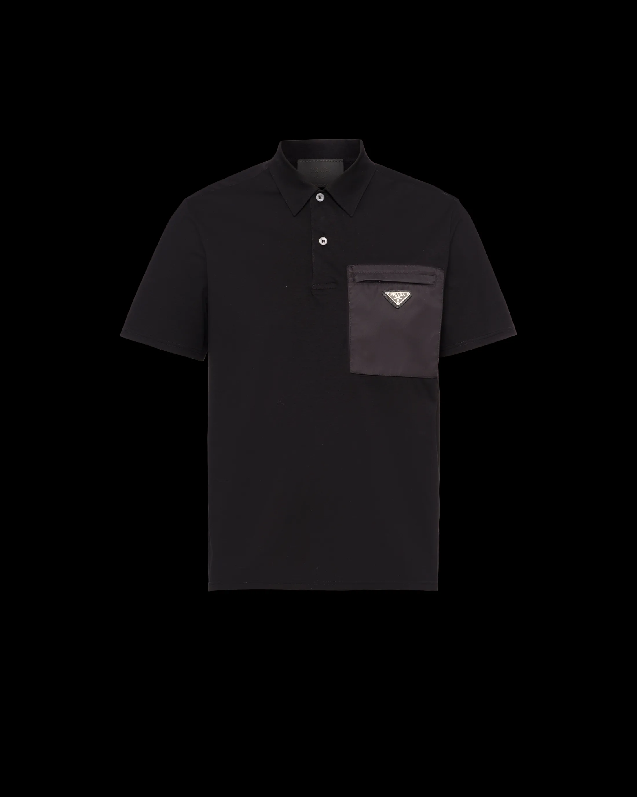 Prada Stretch cotton polo shirt with Re-Nylon details Black/black Clearance