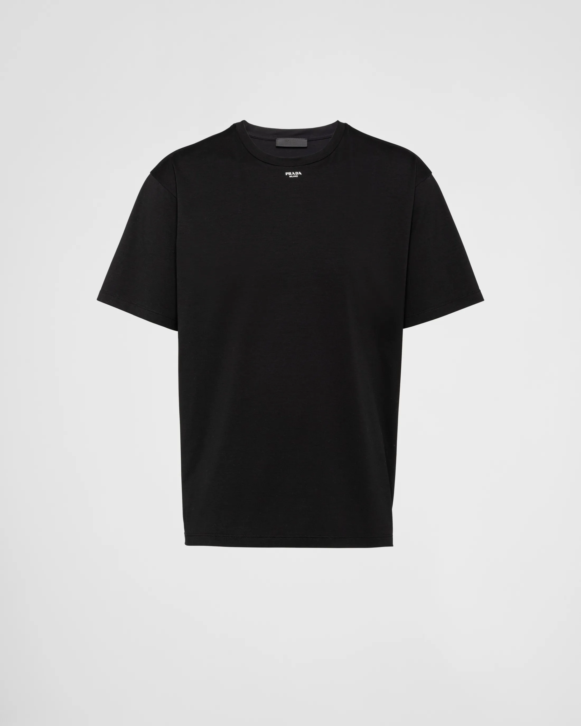 Prada Stretch cotton T-shirt with logo Black Cheap