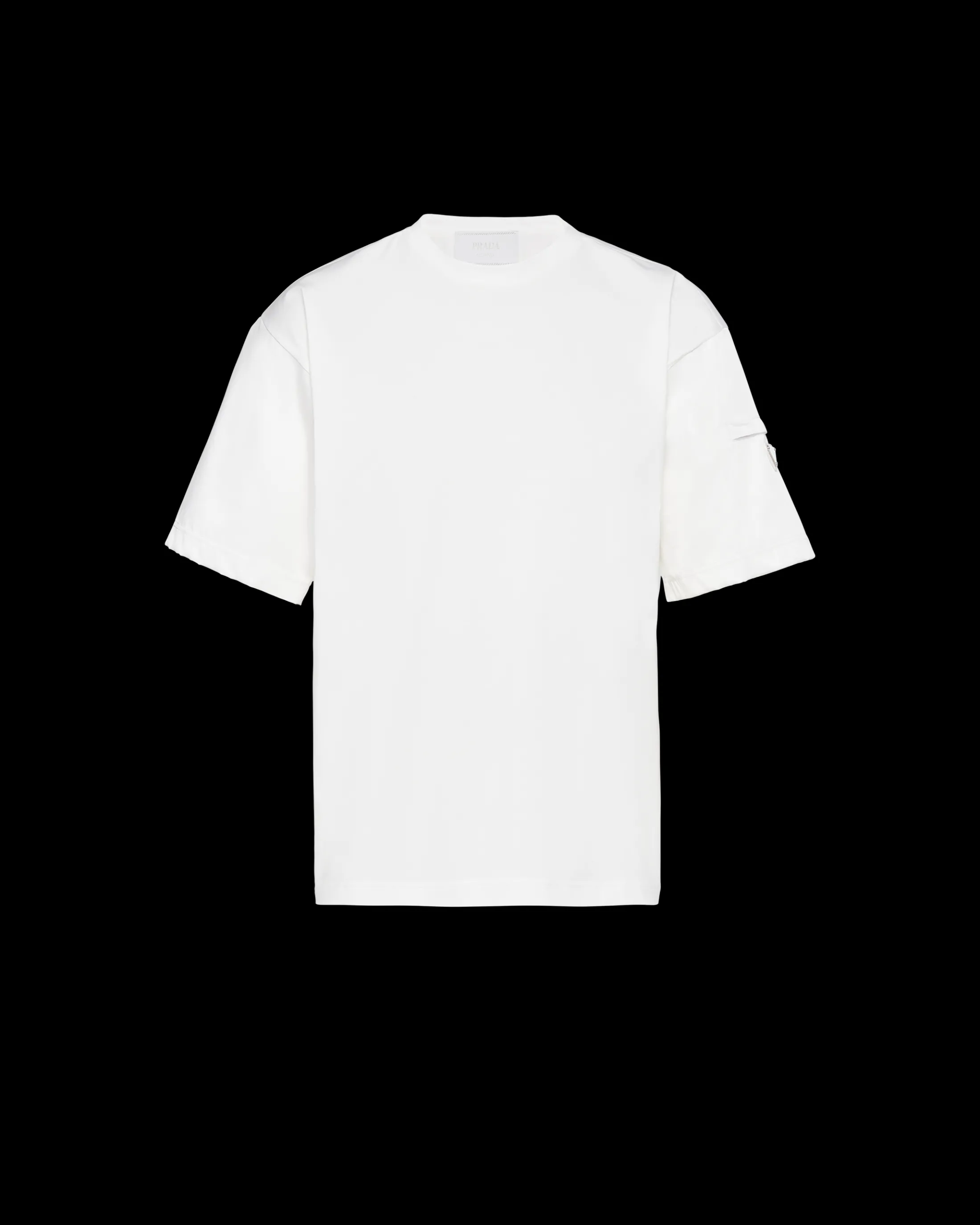 Prada Stretch cotton T-shirt with Re-Nylon details White/white Sale