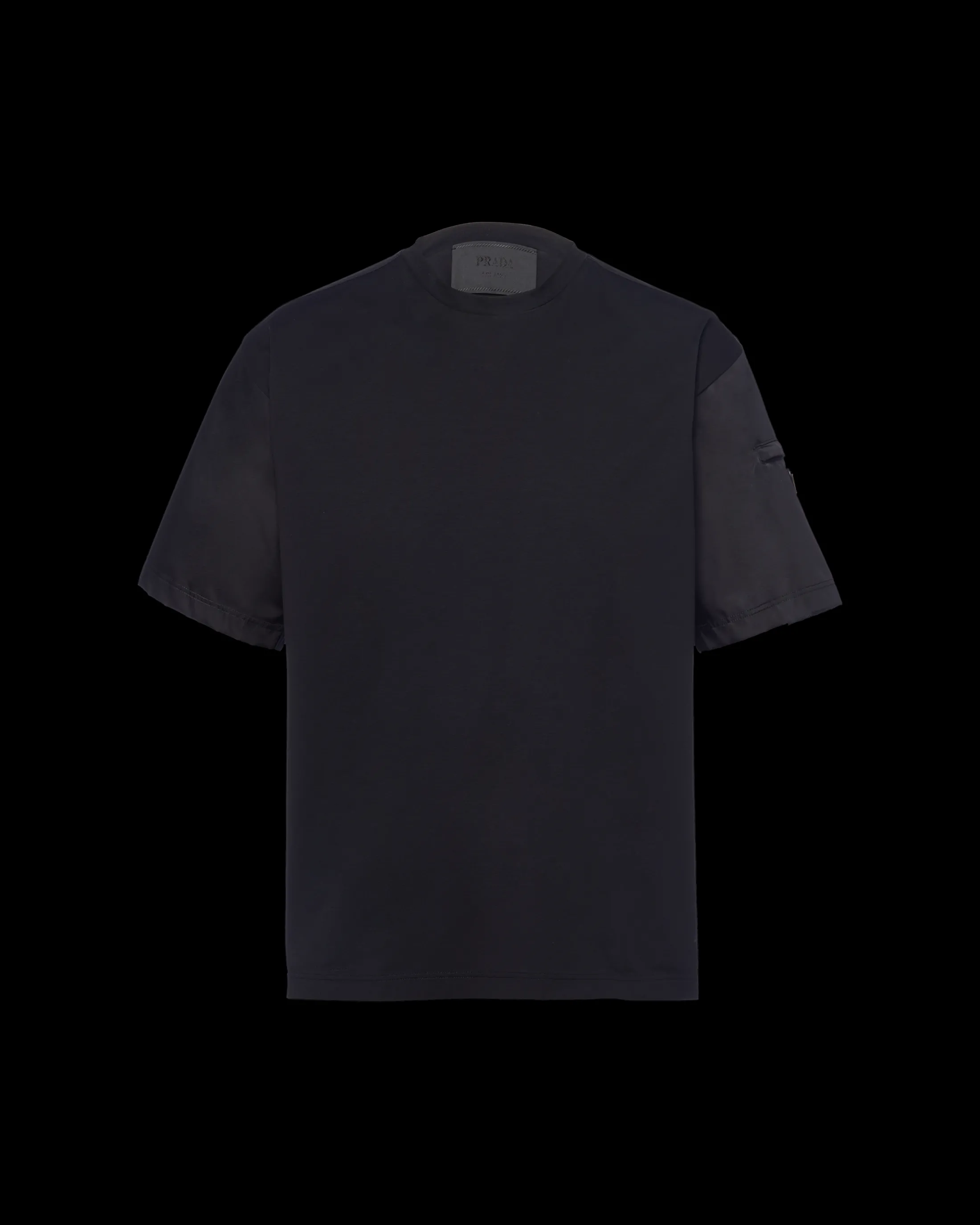 Prada Stretch cotton T-shirt with Re-Nylon details Black/black Sale