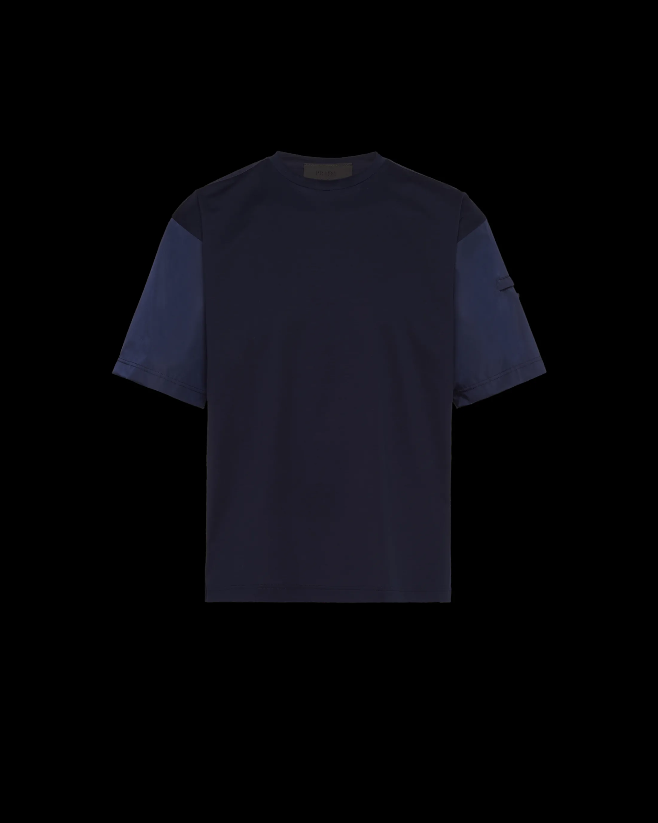 Prada Stretch cotton T-shirt with Re-Nylon details Navyblue/navyblue Flash Sale