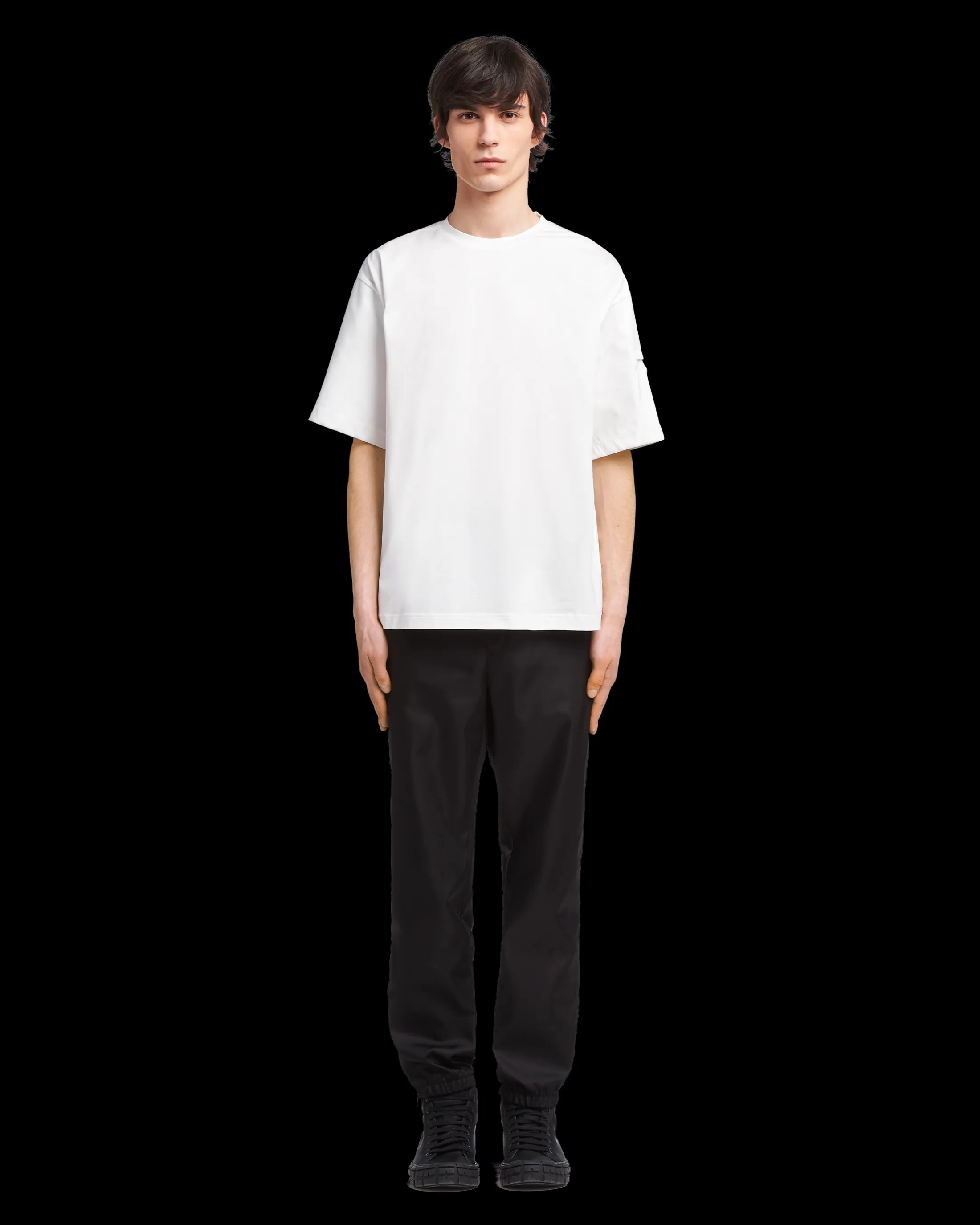 Prada Stretch cotton T-shirt with Re-Nylon details White/white Sale