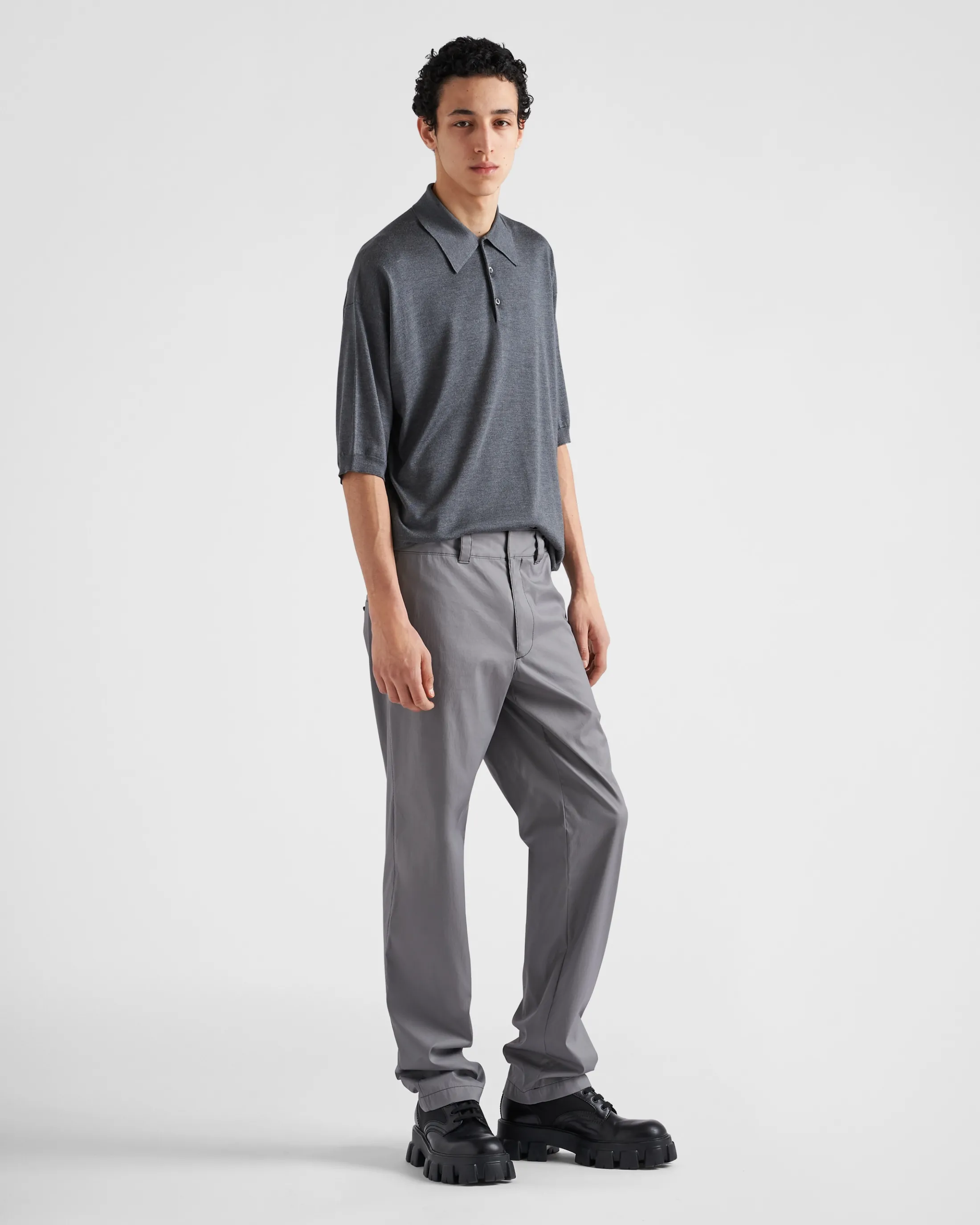 Prada Stretch poplin pants Steel/black Store