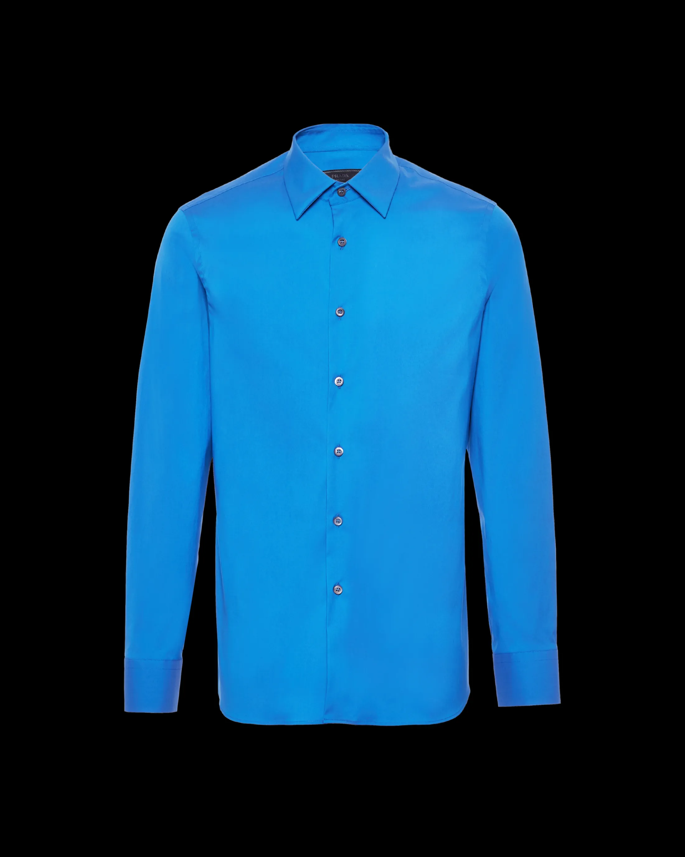 Prada Stretch Poplin Shirt Sapphireblue Hot