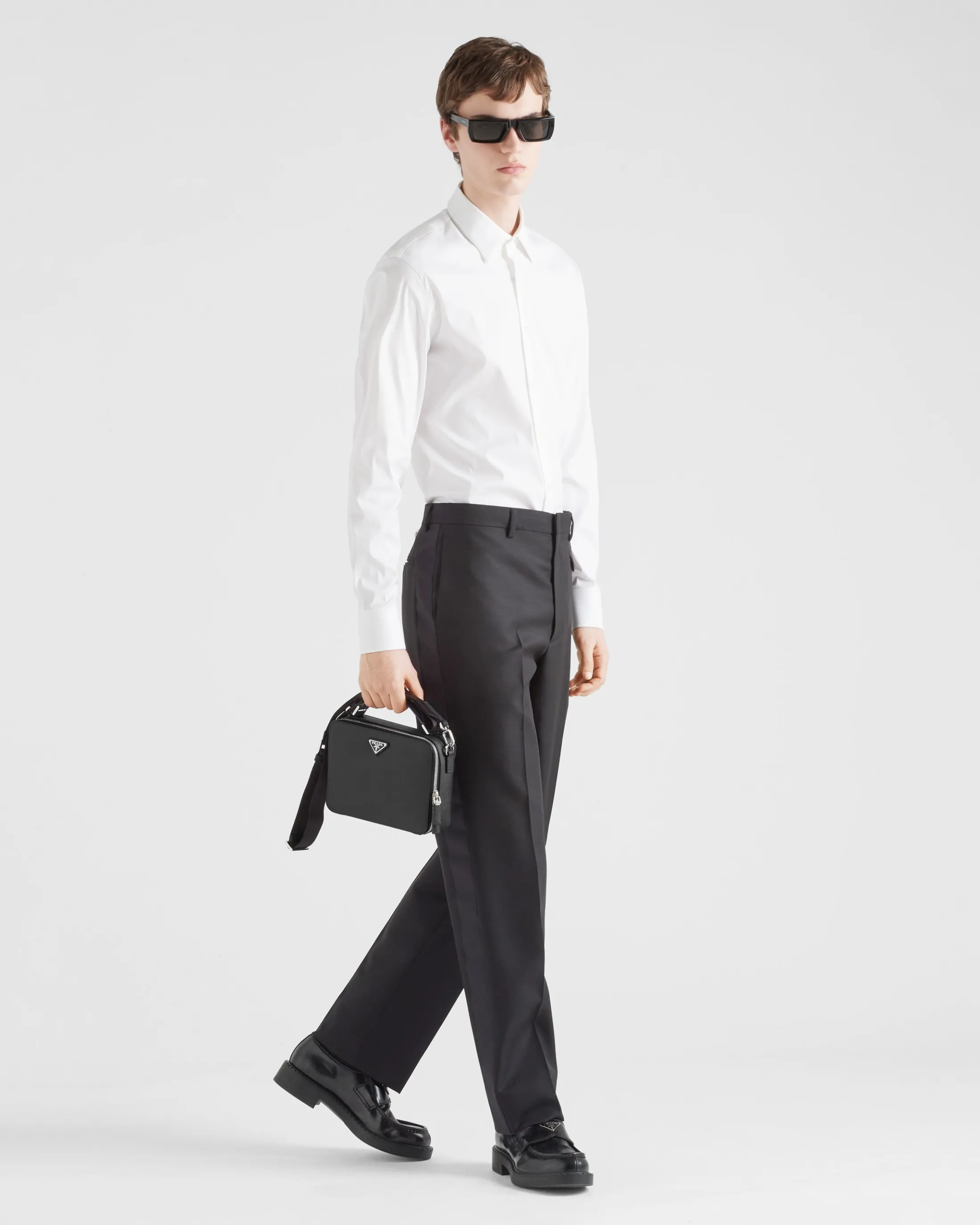 Prada Stretch Poplin Shirt White Cheap