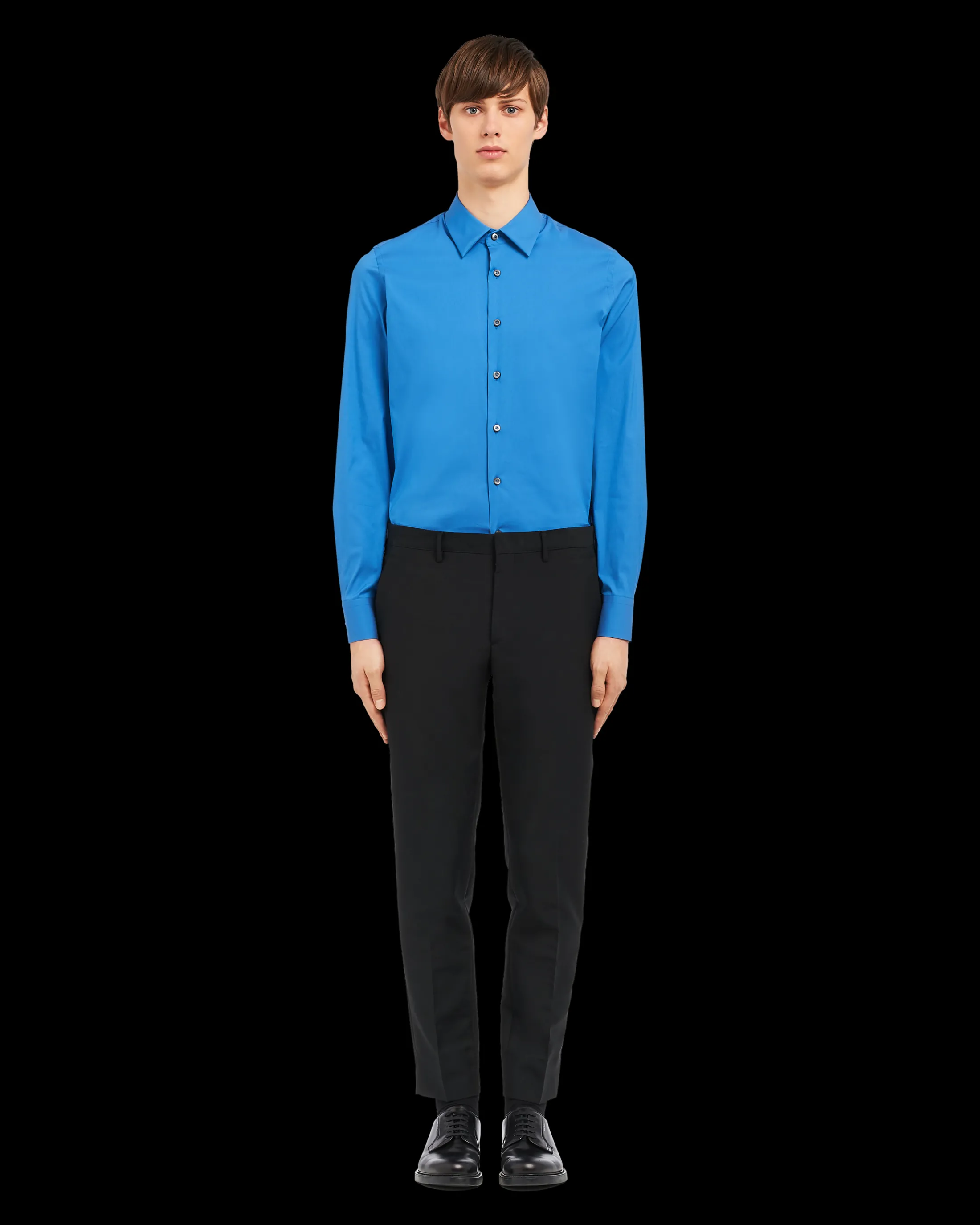 Prada Stretch Poplin Shirt Sapphireblue Hot