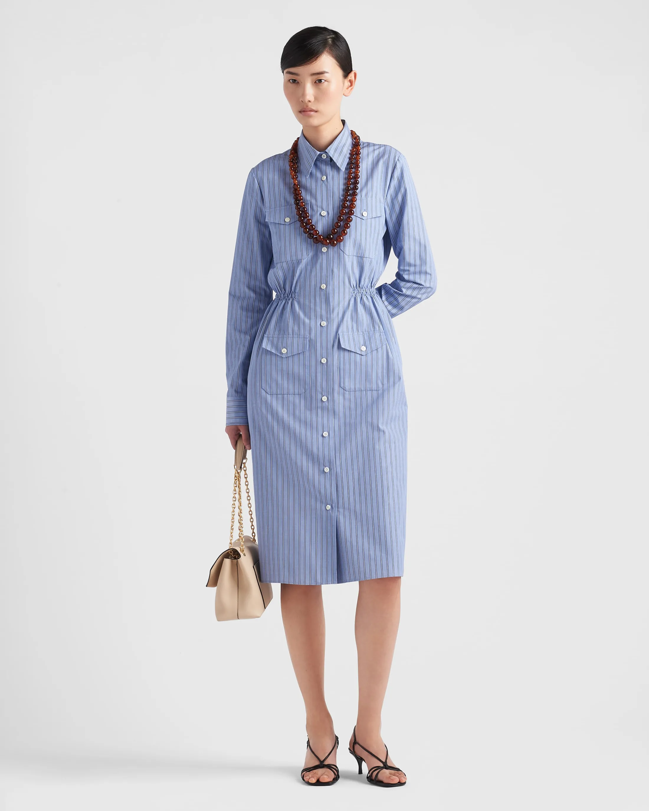 Prada Striped chambray dress Navy Best Sale