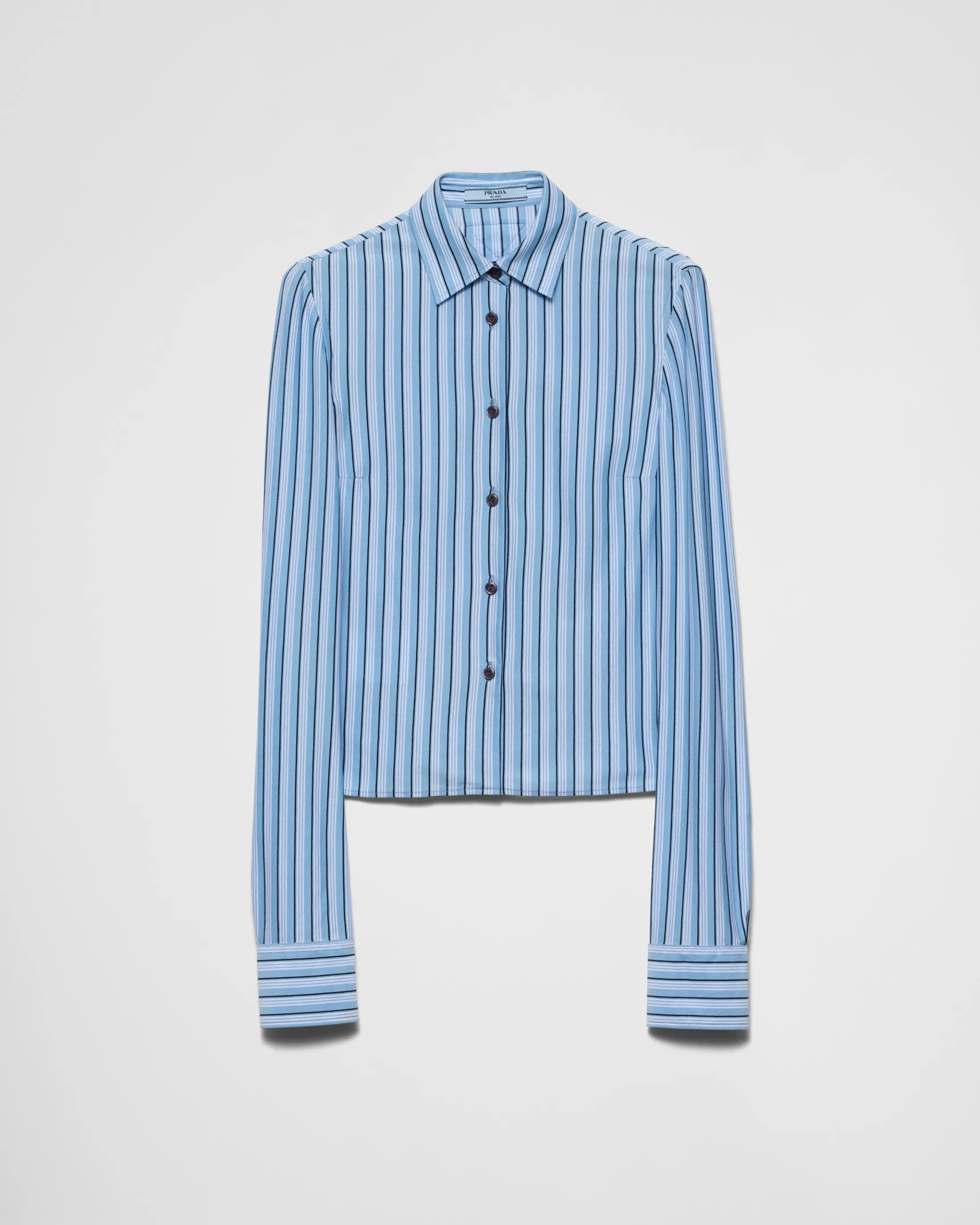 Prada Striped piqué shirt Lightblue Sale