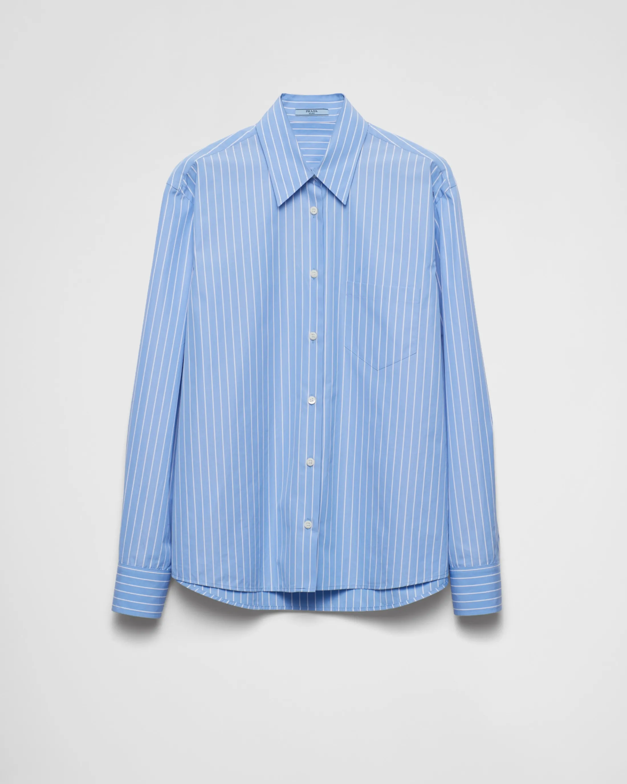 Prada Striped poplin shirt Sapphireblue Sale