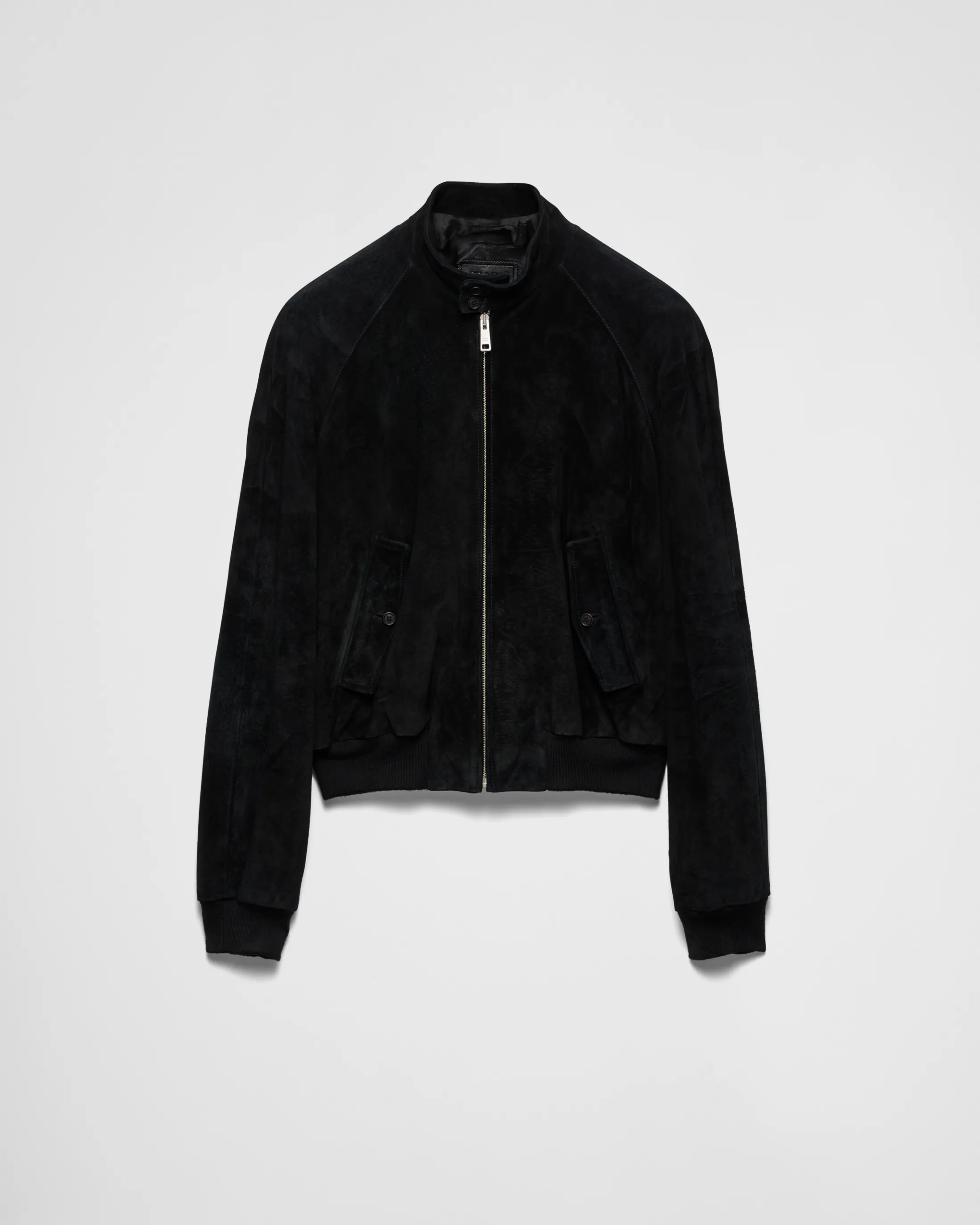 Prada Suede Bomber Jacket Black Best Sale