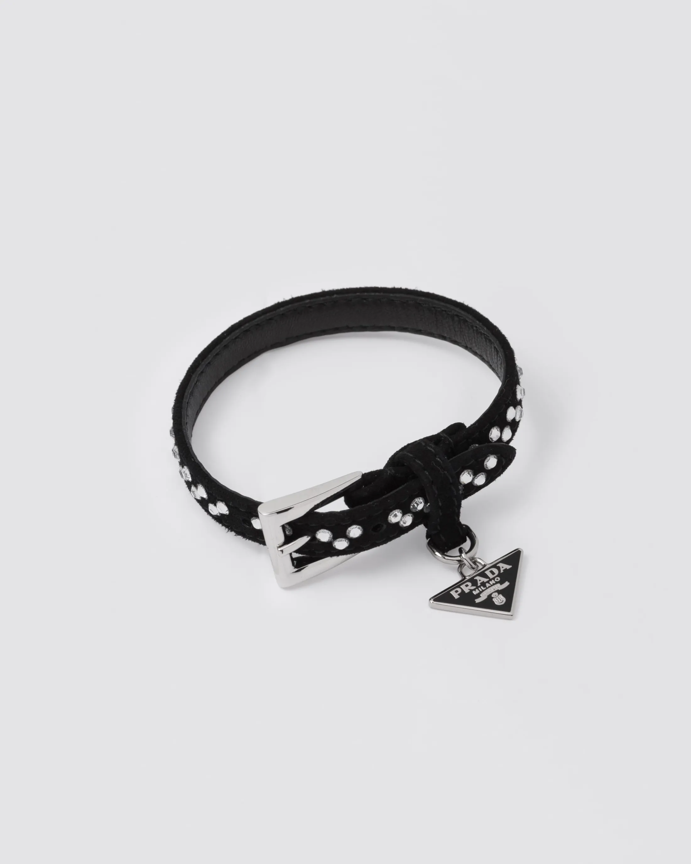 Prada Suede bracelet with s Crystal Clearance