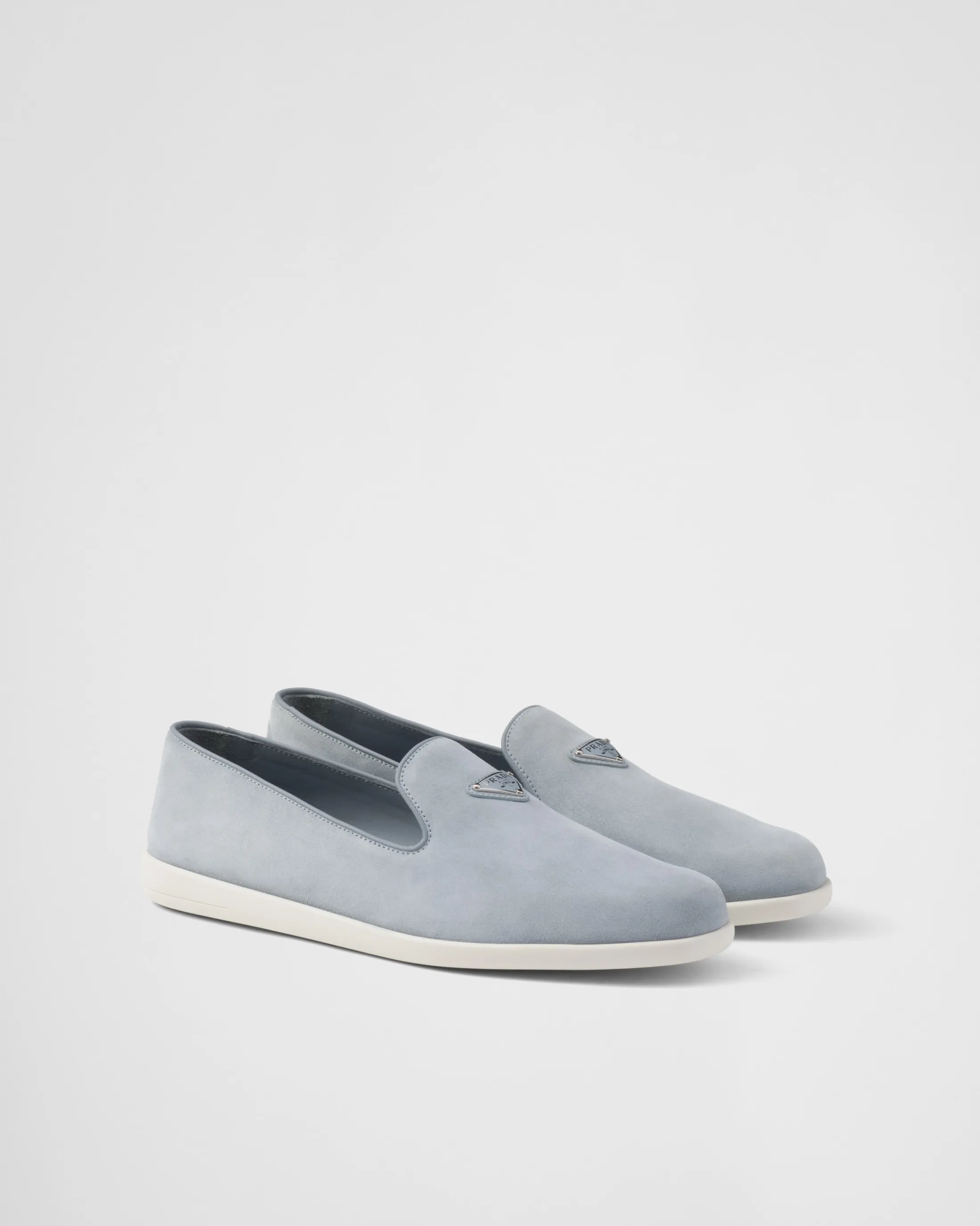 Prada Suede calf leather slip-ons Astralblue Discount