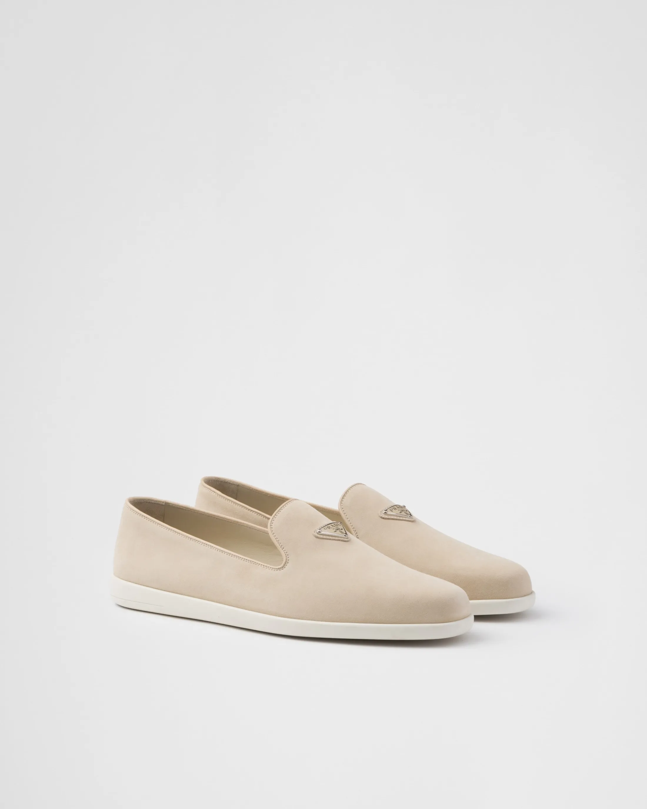 Prada Suede calf leather slip-ons Desertbeige Cheap