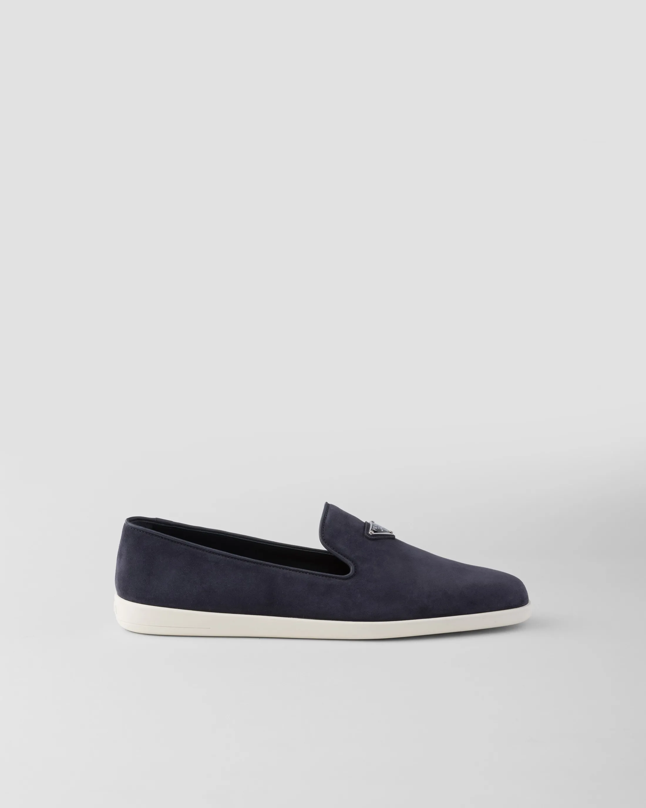 Prada Suede calf leather slip-ons Navy Cheap