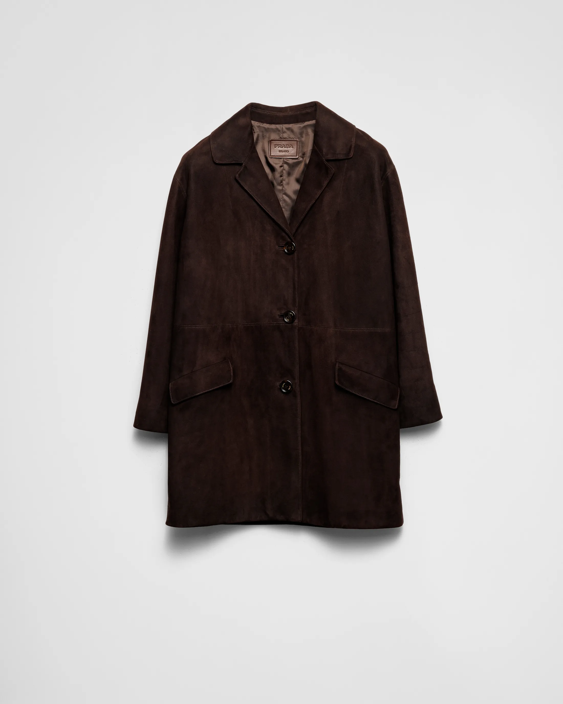 Prada Suede coat Coffee Flash Sale