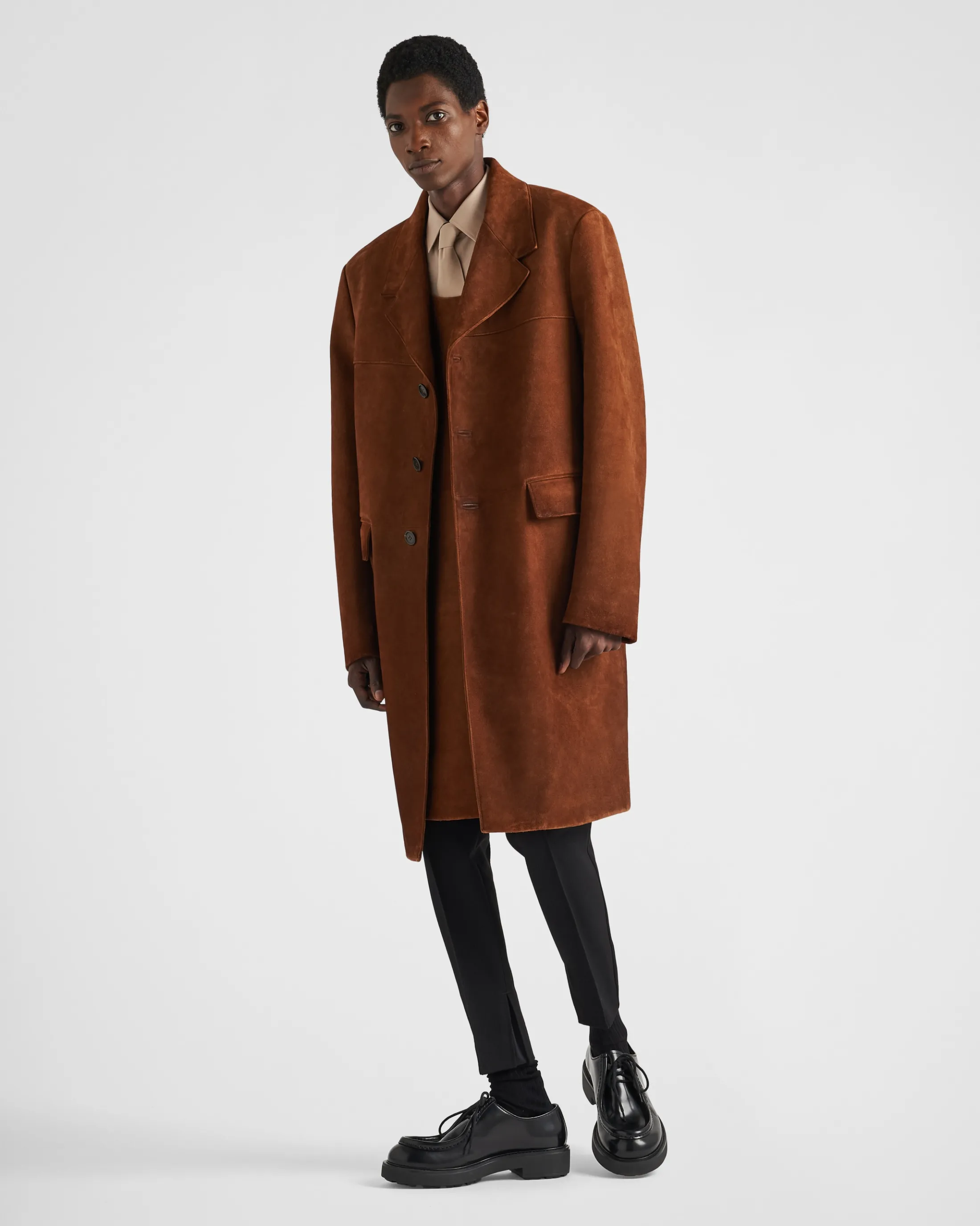 Prada Suede coat Oak Clearance