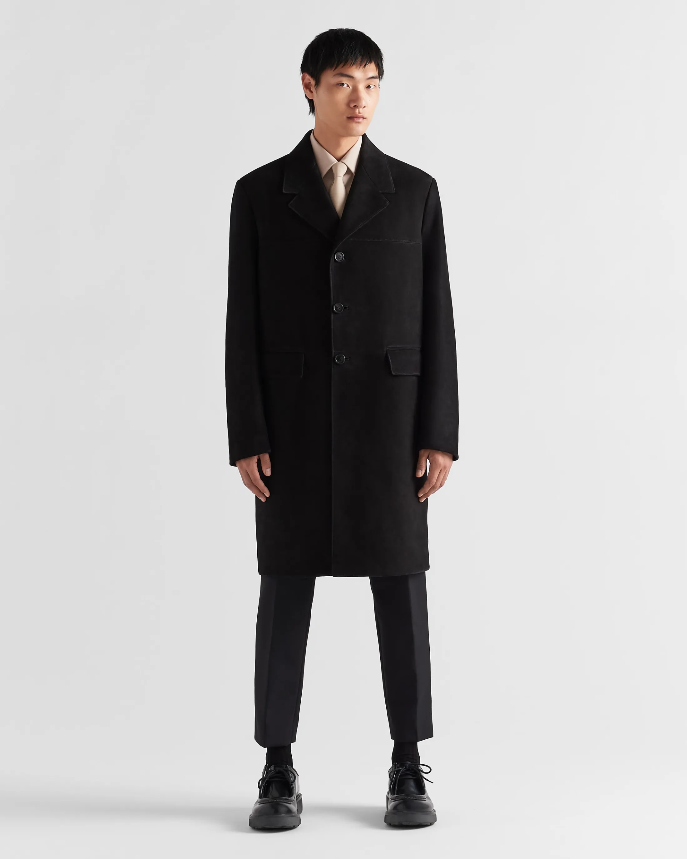 Prada Suede coat Black Cheap