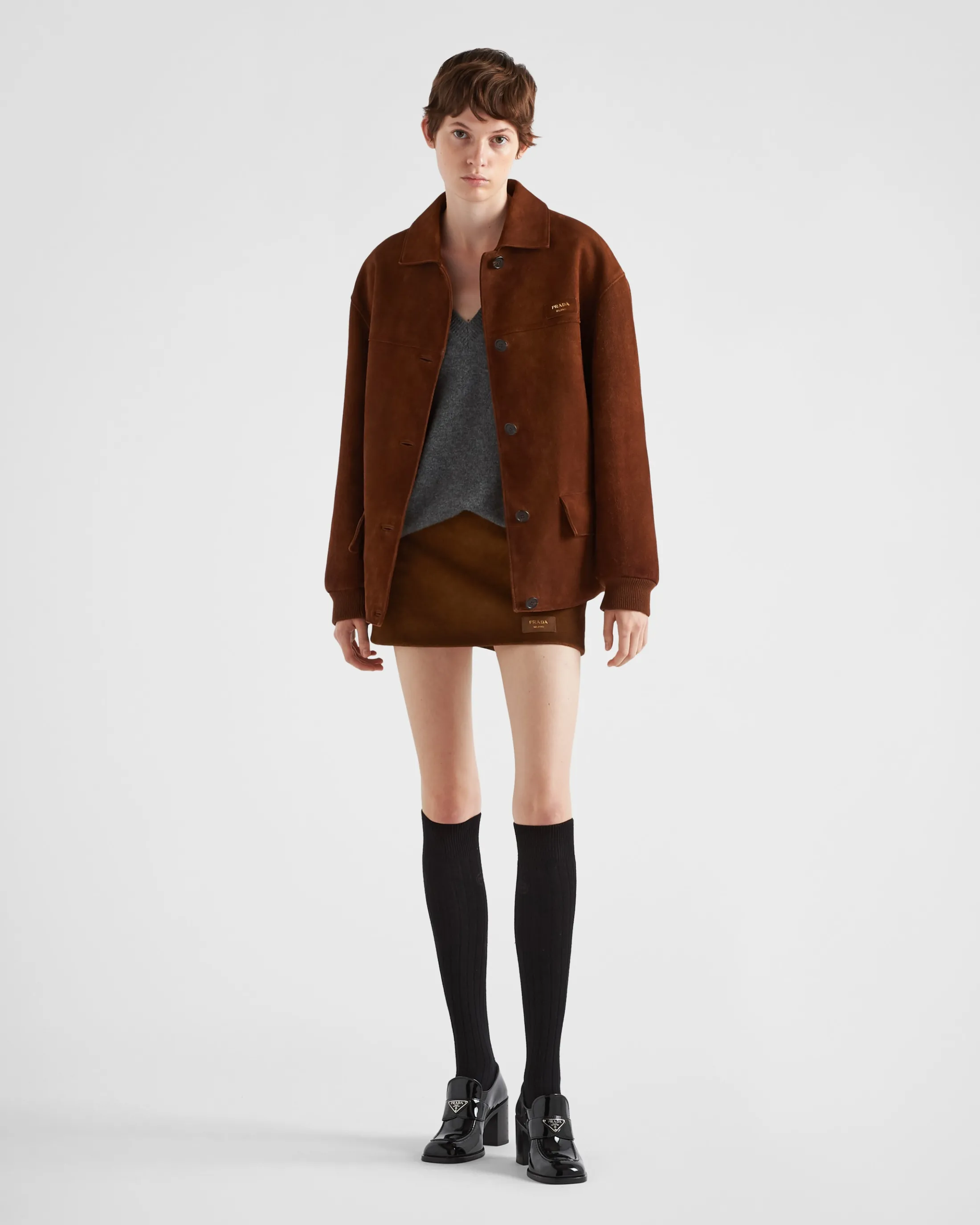 Prada Suede jacket Oak Discount